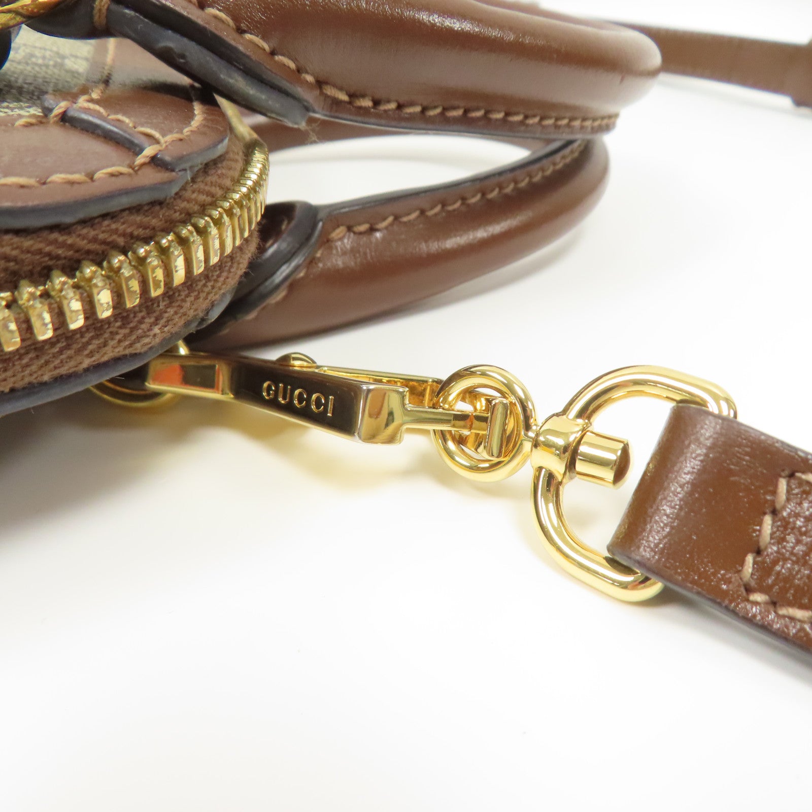 GUCCI 塗層帆布Supreme 1955金扣手挽肩背兩用袋啡色