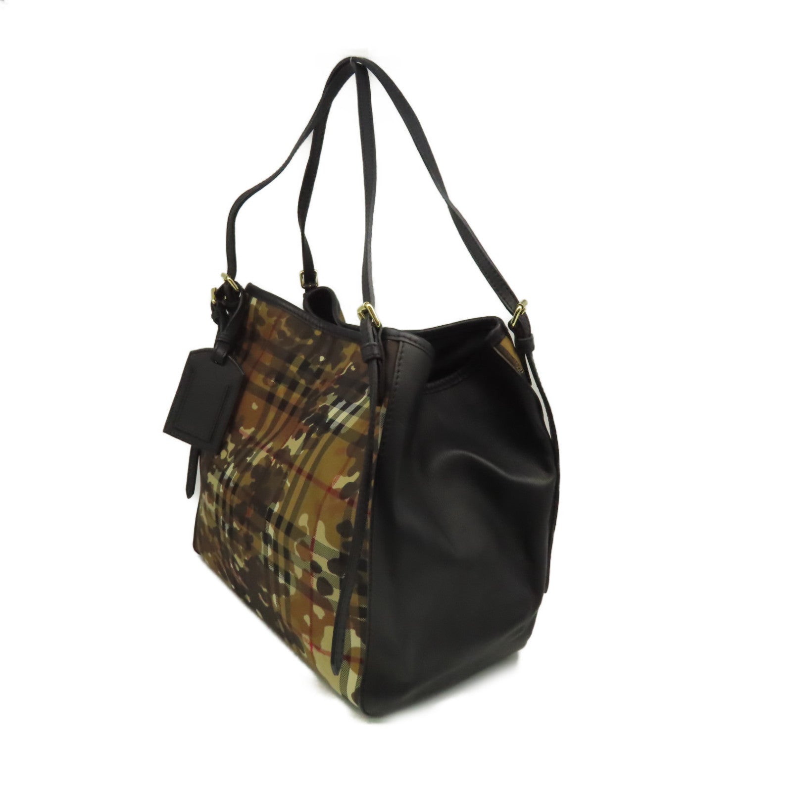 BURBERRY 帆布Shoulder Bag肩背袋啡色/黑色
