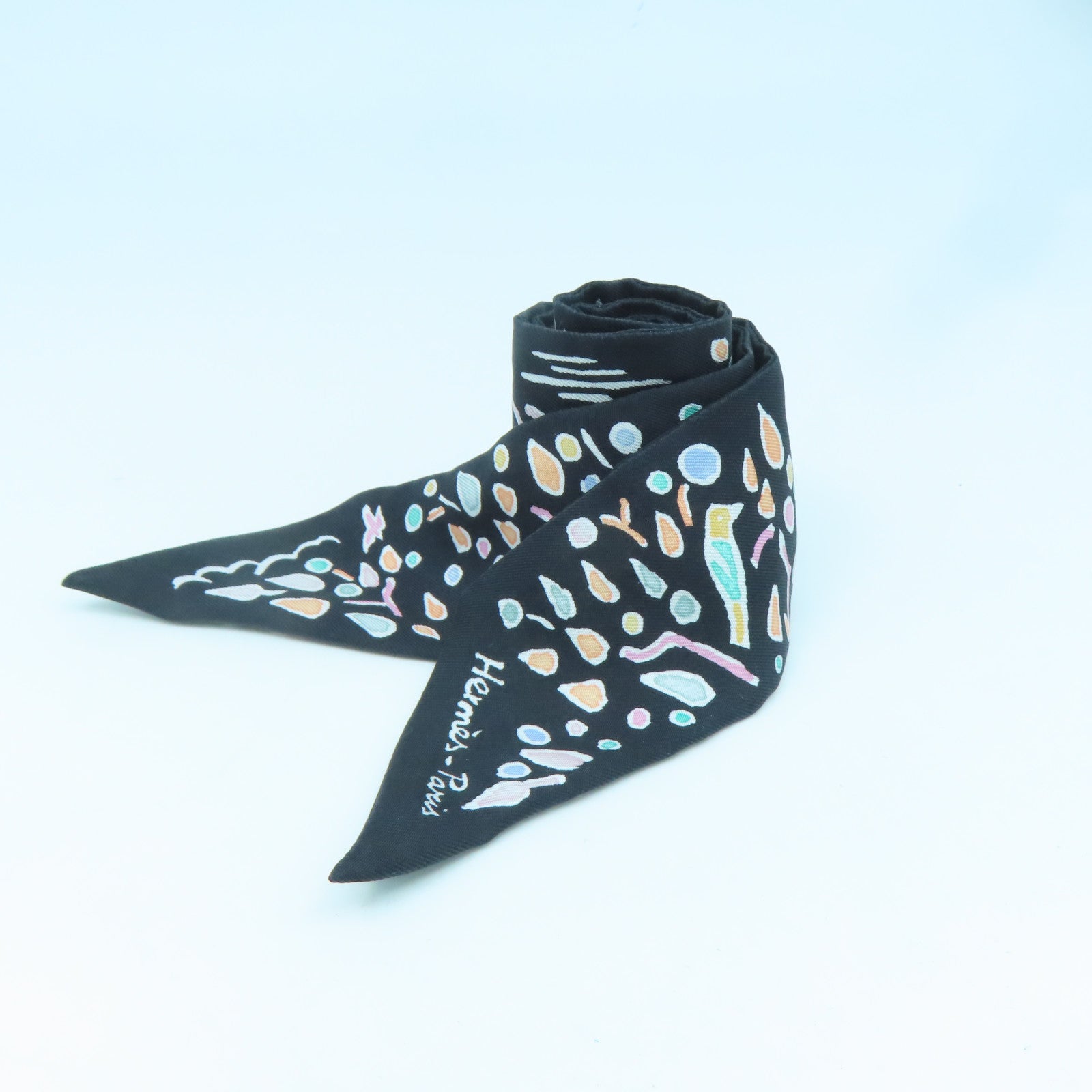 HERMES 【激減優惠】絲質Twilly絲巾黑色