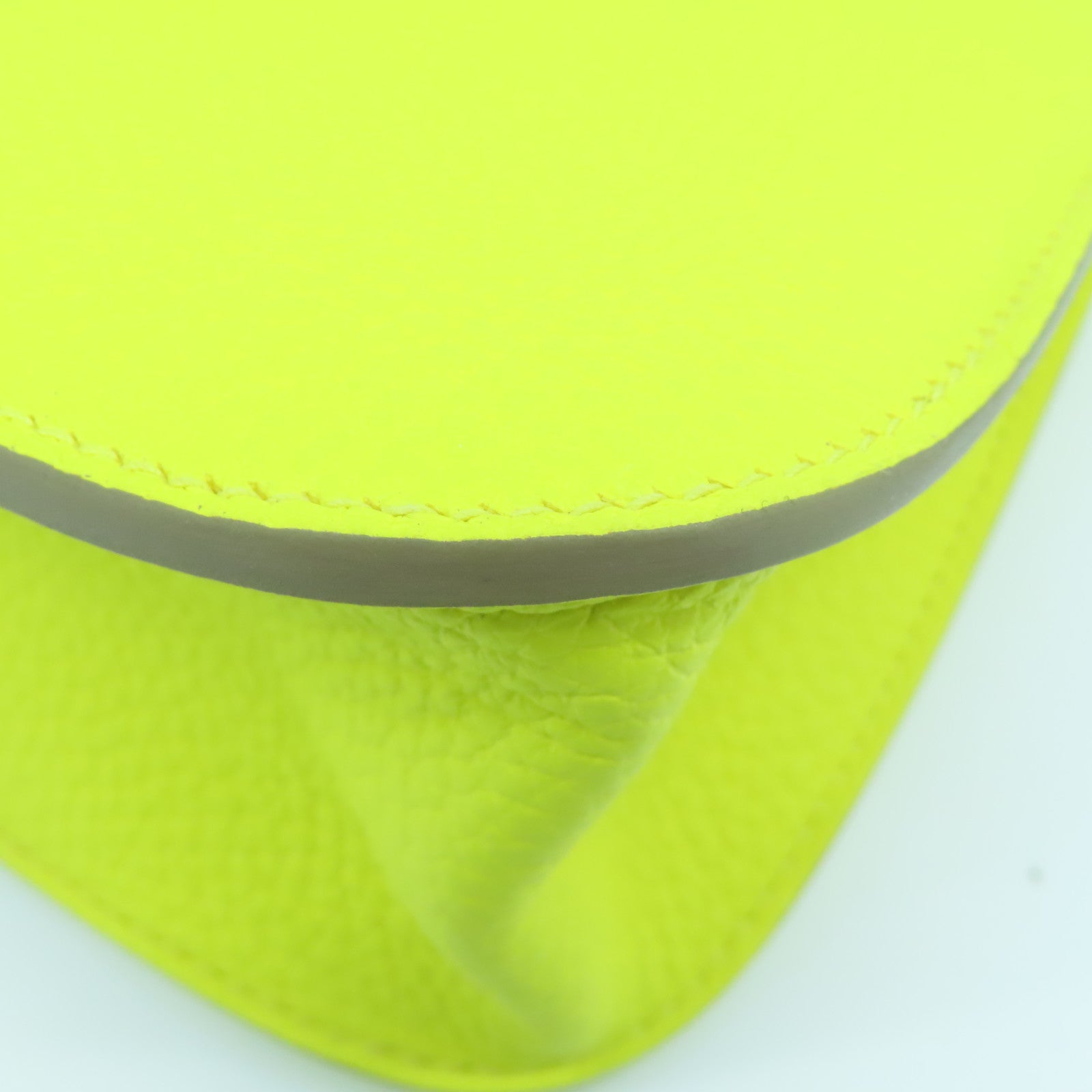 HERMES Clemence皮革Halzan 25银扣肩背袋Lime黄色