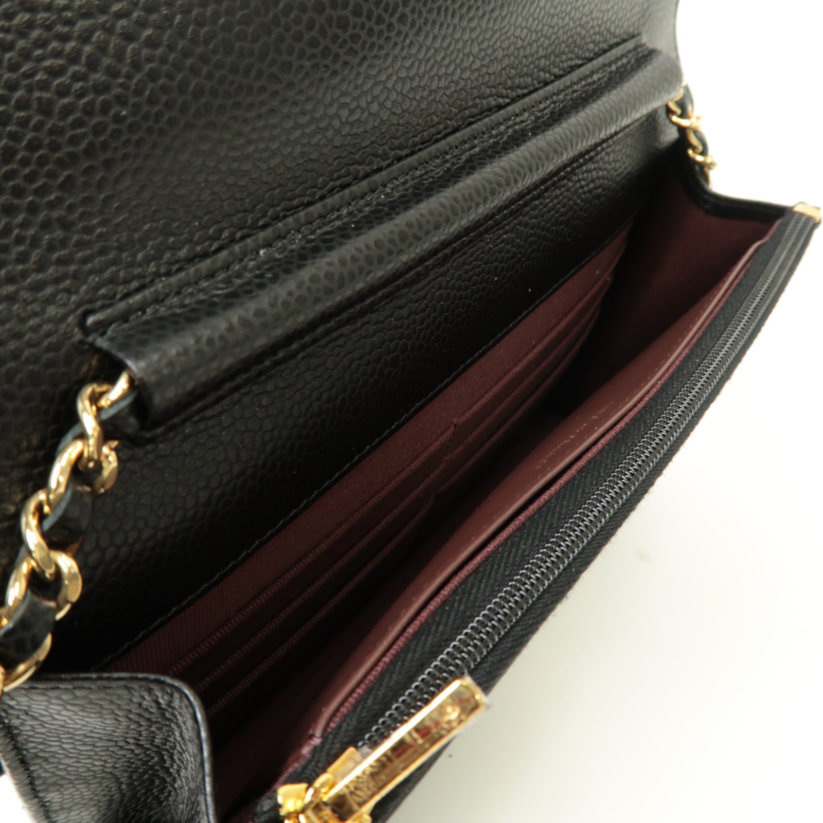 CHANEL Caviar皮革WOC Shoulder Bag金扣鏈帶肩背袋黒色