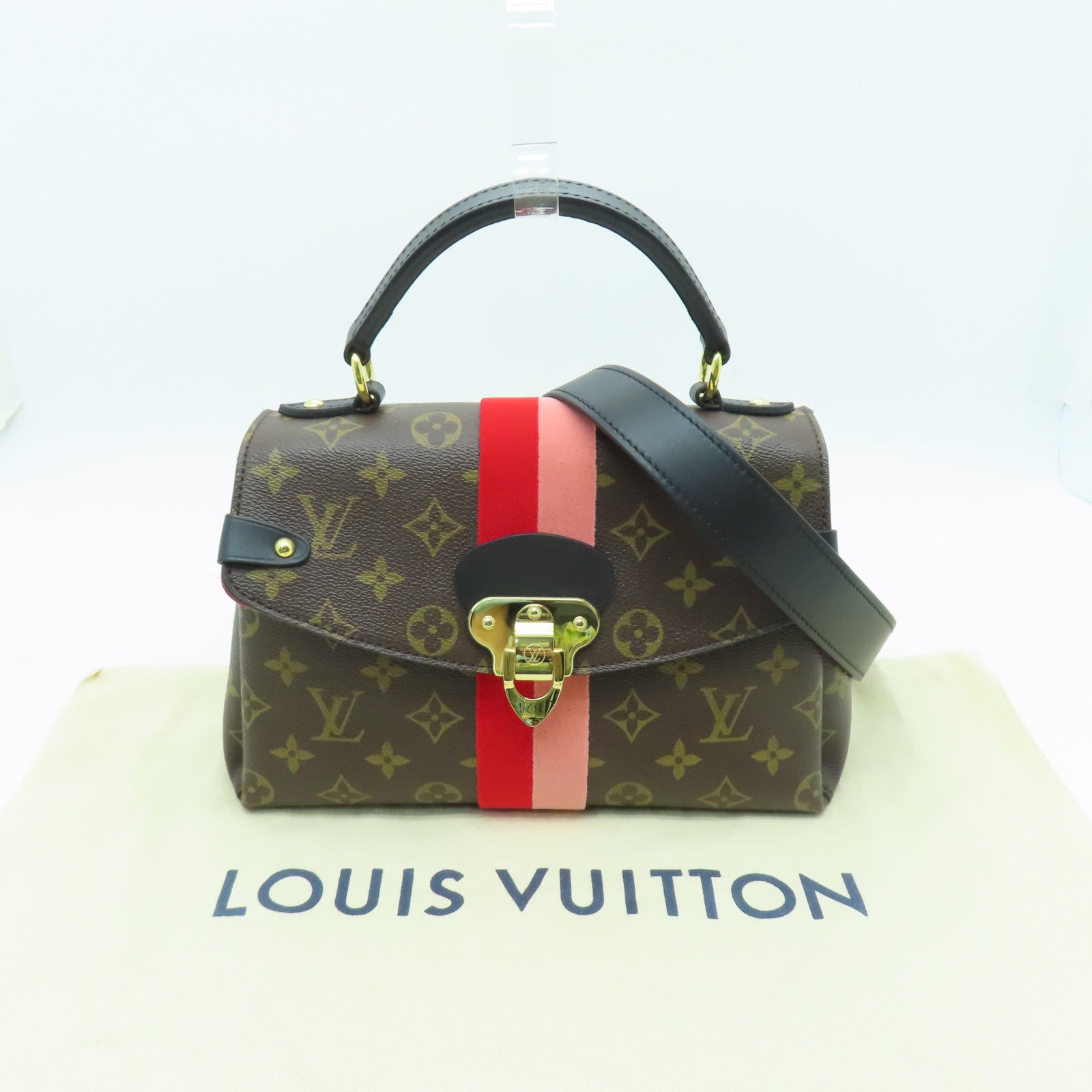 LOUIS VUITTON Monogram Georges BB金扣手挽肩背兩用袋棕色/紅色/粉紅色