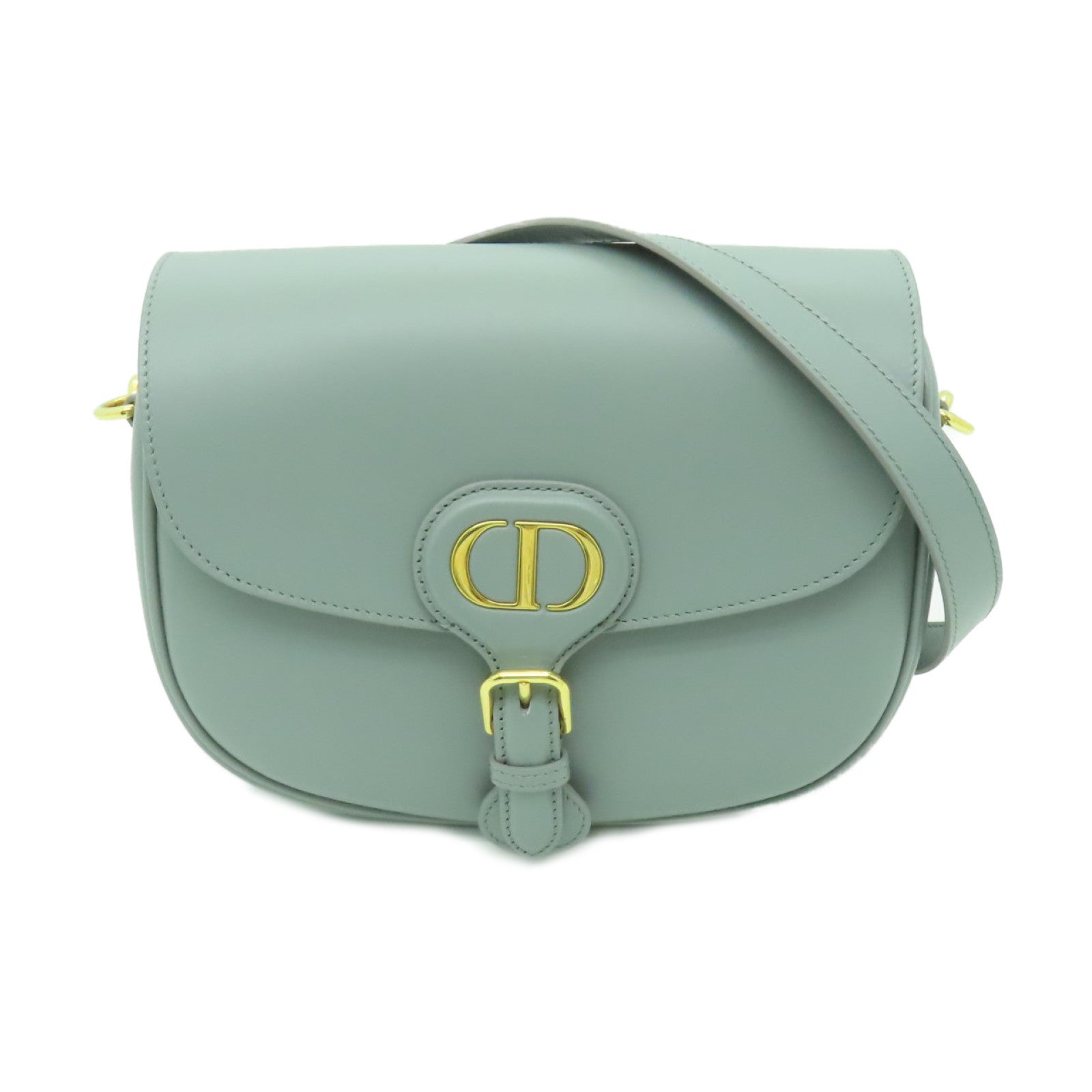Dior 牛皮皮革Bobby Bag金扣肩背袋灰色
