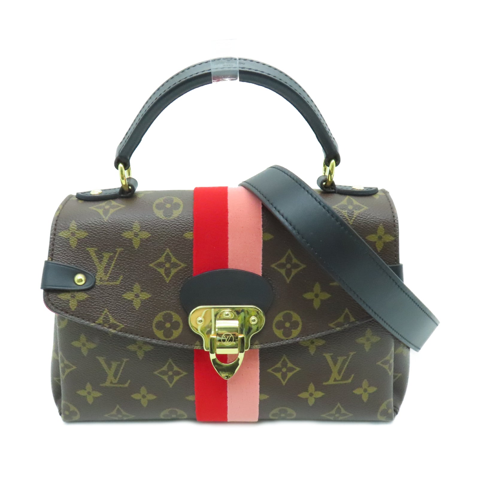 LOUIS VUITTON Monogram Georges BB金扣手挽肩背兩用袋棕色/紅色/粉紅色