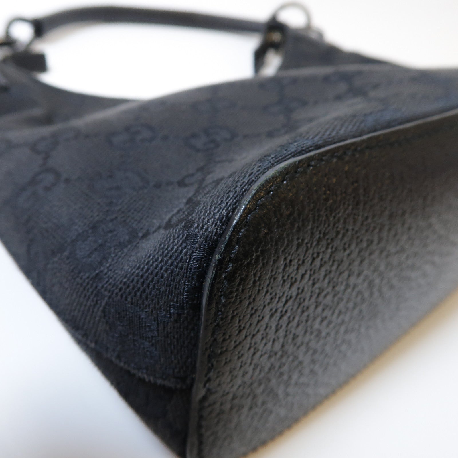 GUCCI 帆布Shoulder Bag銀扣肩背袋黑色