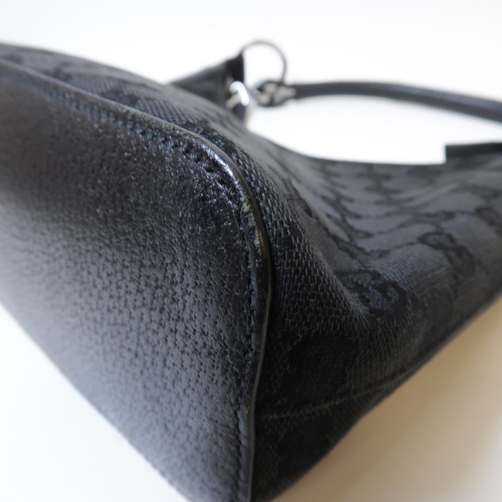 GUCCI 帆布Shoulder Bag銀扣肩背袋黑色