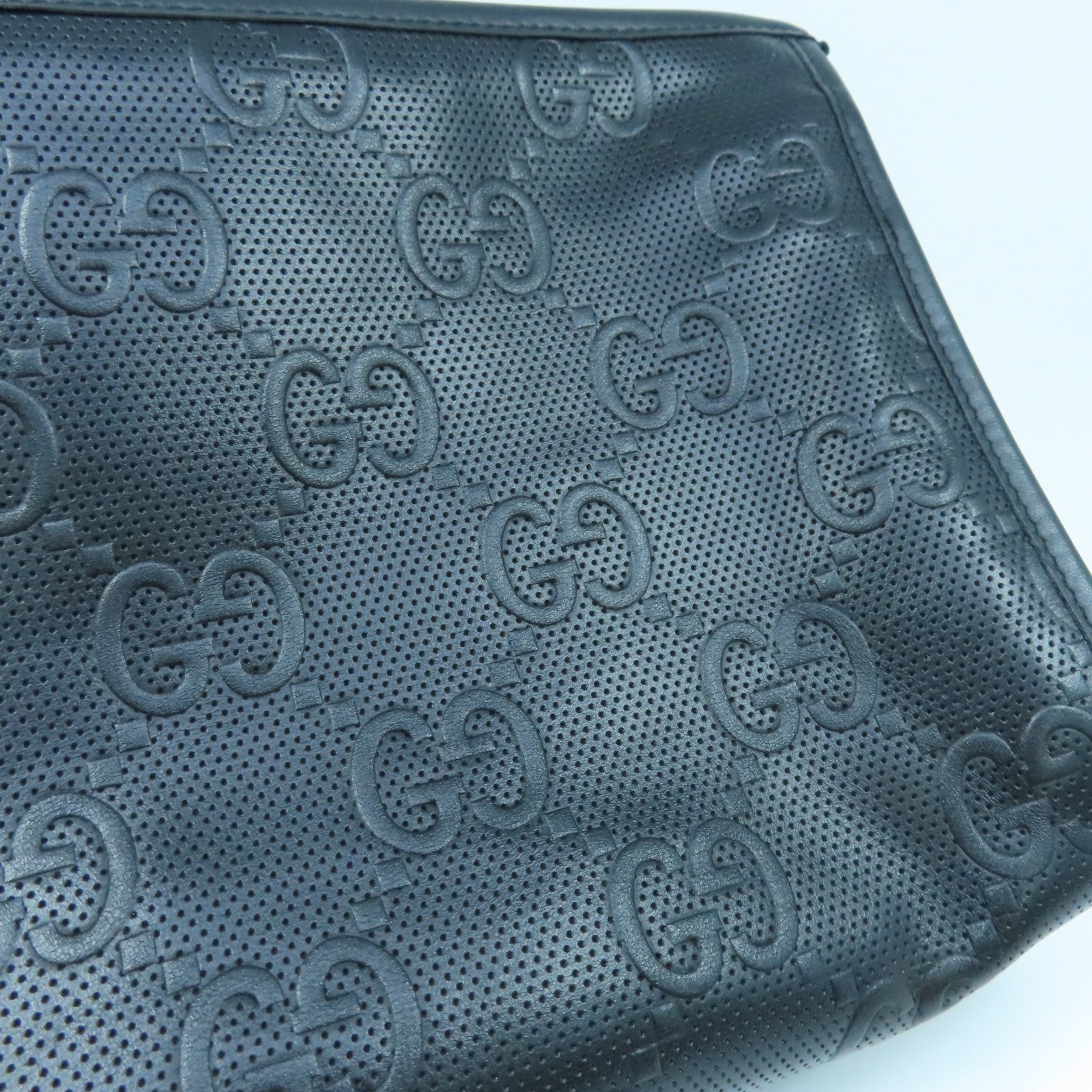 GUCCI Leather Comparison Clutch Bag Silver Buckle Black