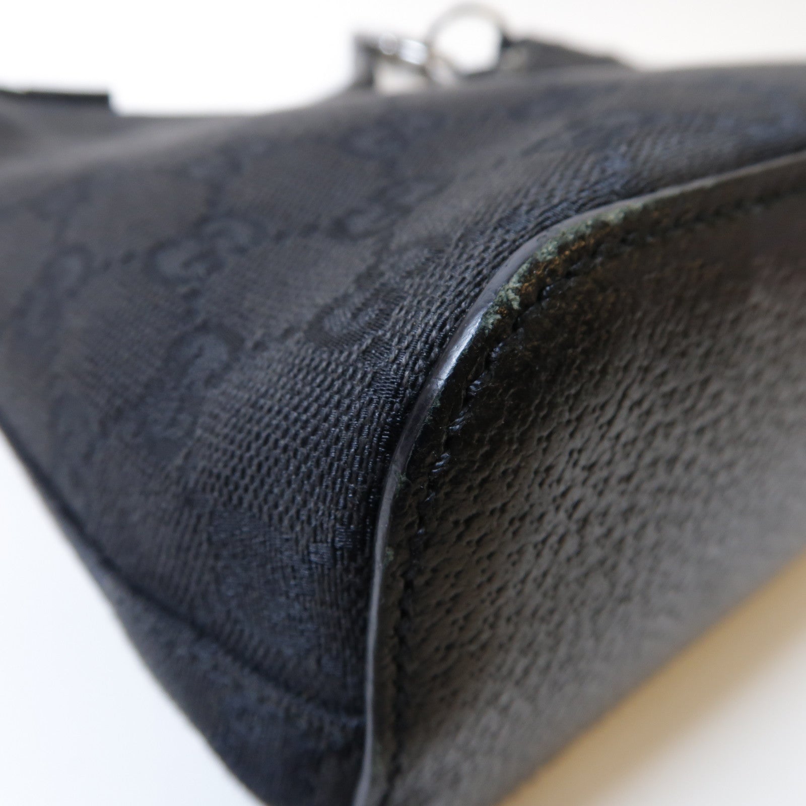 GUCCI 帆布Shoulder Bag銀扣肩背袋黑色