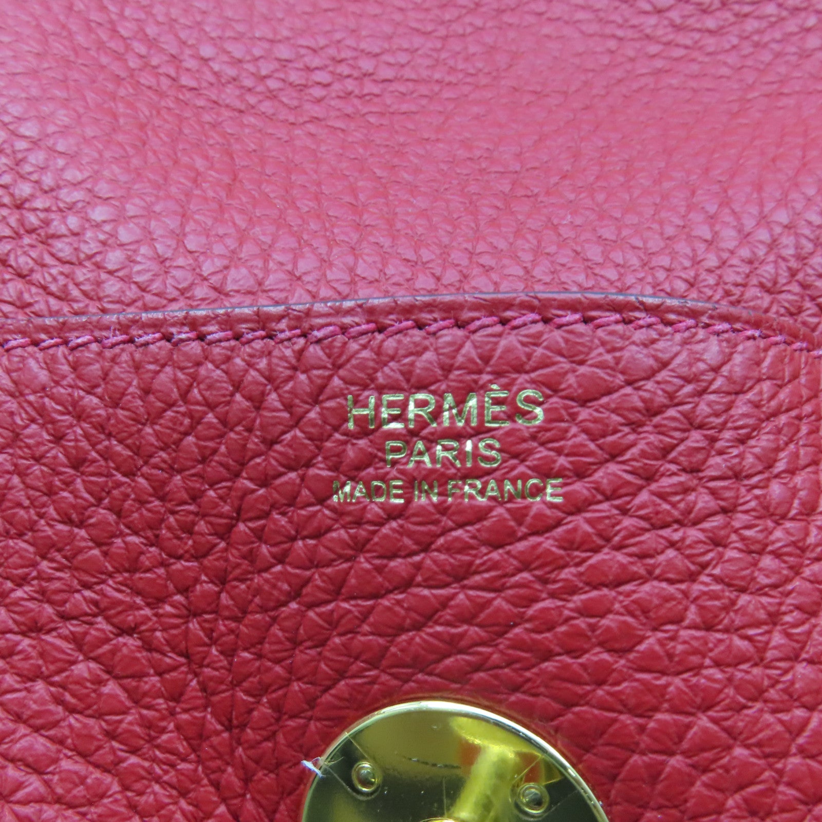 HERMES Clemence皮革Lindy 30 Shoulder Bag金扣肩背袋紅色