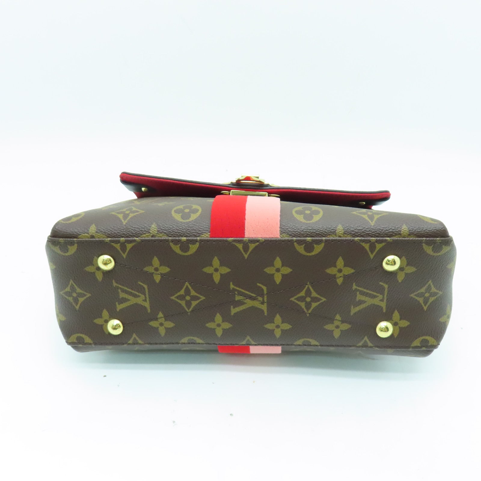 LOUIS VUITTON Monogram Georges BB金扣手挽肩背兩用袋棕色/紅色/粉紅色