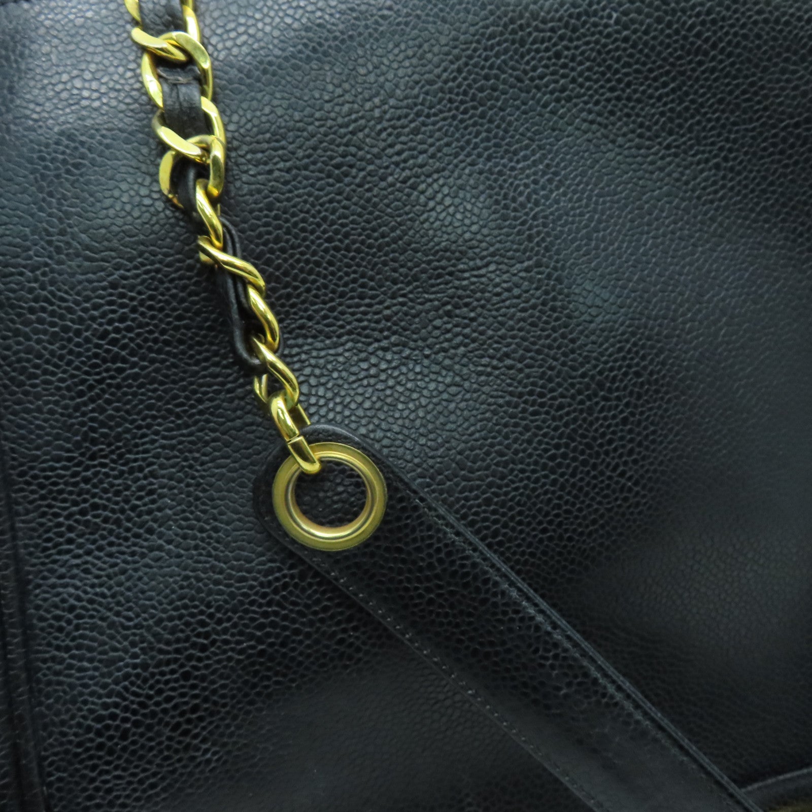 CHANEL cowhide leather Shoulder Bag gold buckle shoulder bag black