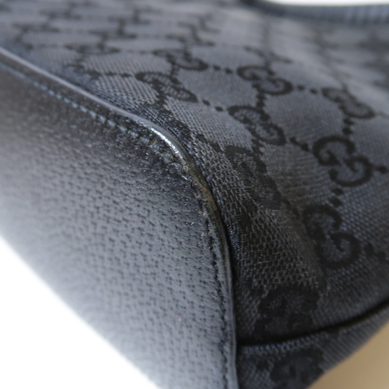 GUCCI 帆布Shoulder Bag銀扣肩背袋黑色