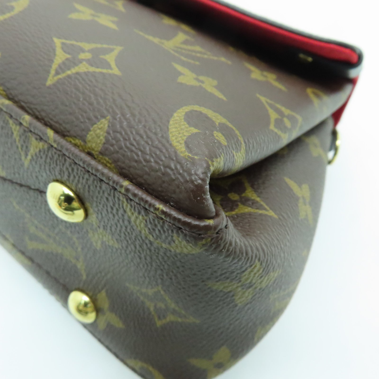 LOUIS VUITTON Monogram Georges BB金扣手挽肩背兩用袋棕色/紅色/粉紅色