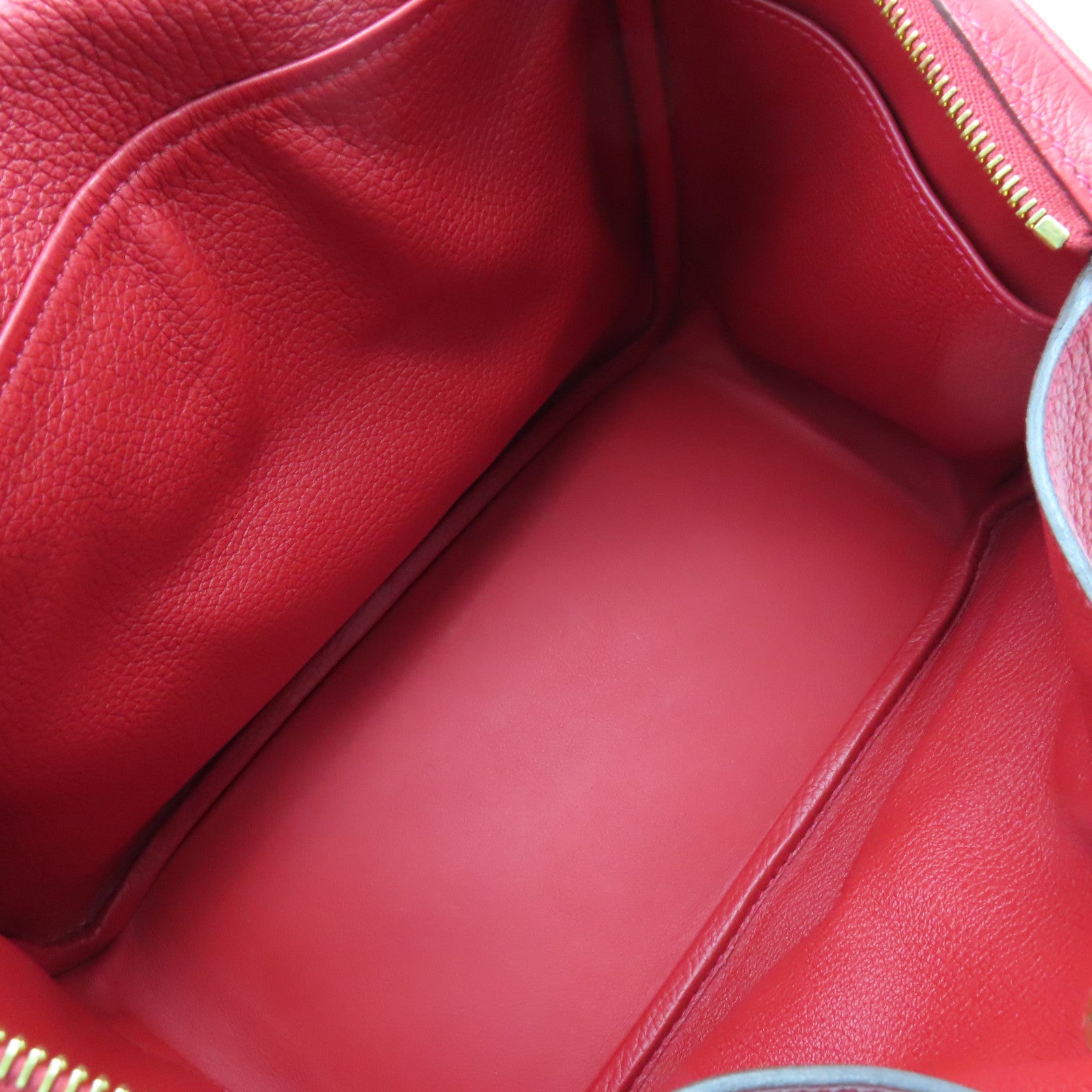 HERMES Clemence皮革Lindy 30 Shoulder Bag金扣肩背袋紅色