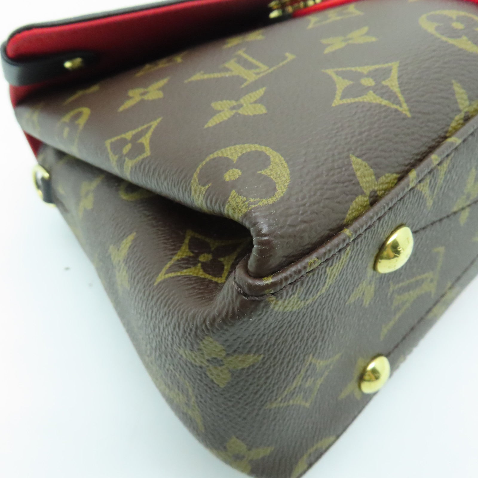 LOUIS VUITTON Monogram Georges BB金扣手挽肩背兩用袋棕色/紅色/粉紅色