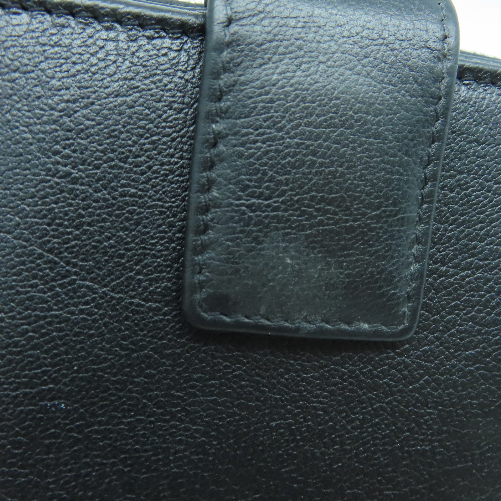 SAINT LAURENT Calfskin Leather Wallet Gold Buckle Wallet Black
