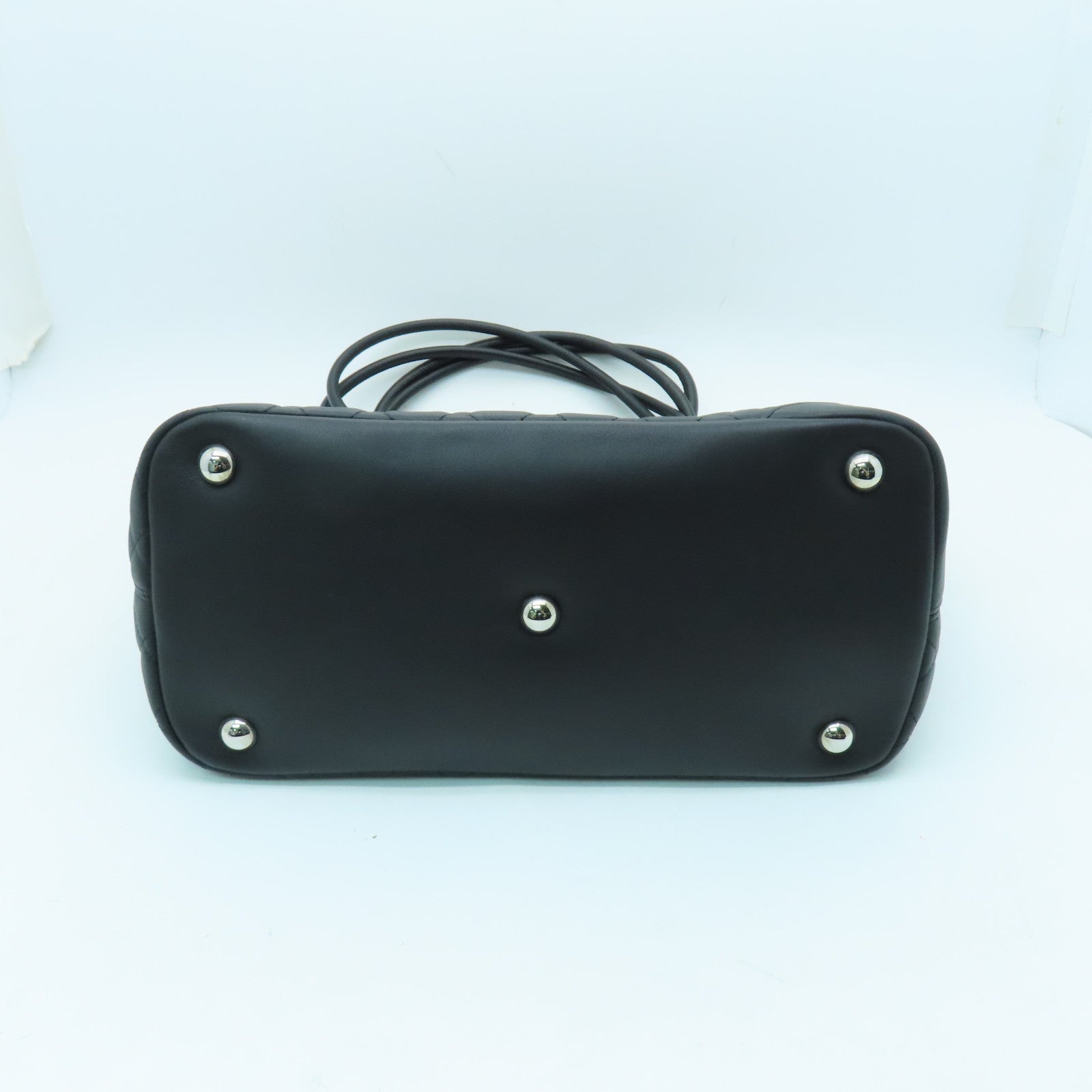 CHANEL Lingge cowhide leather Cambon Line Tote silver buckle handle bag / shoulder bag black