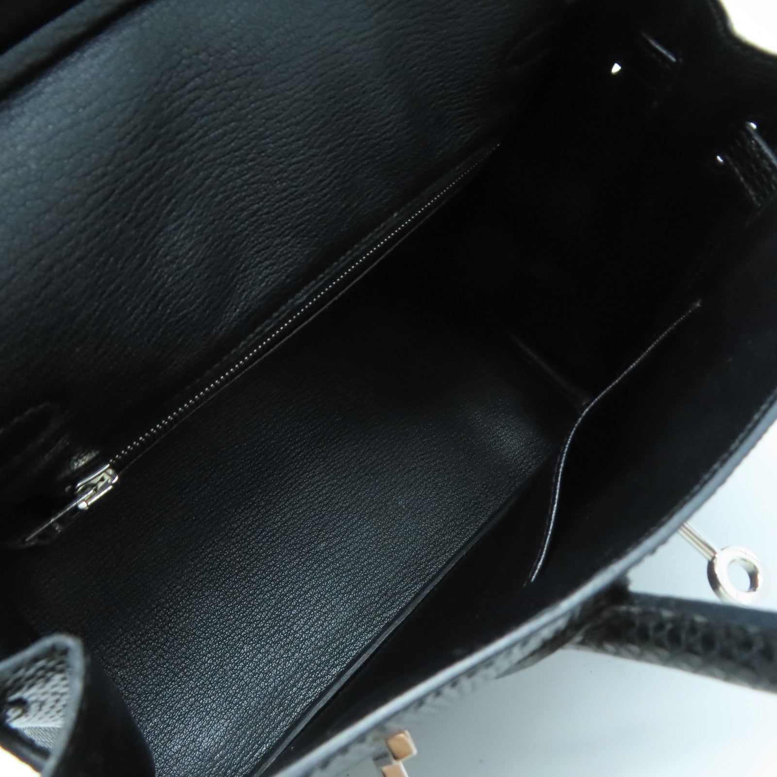 HERMES 蜥蜴皮革Birkin 25銀扣手挽袋黑色