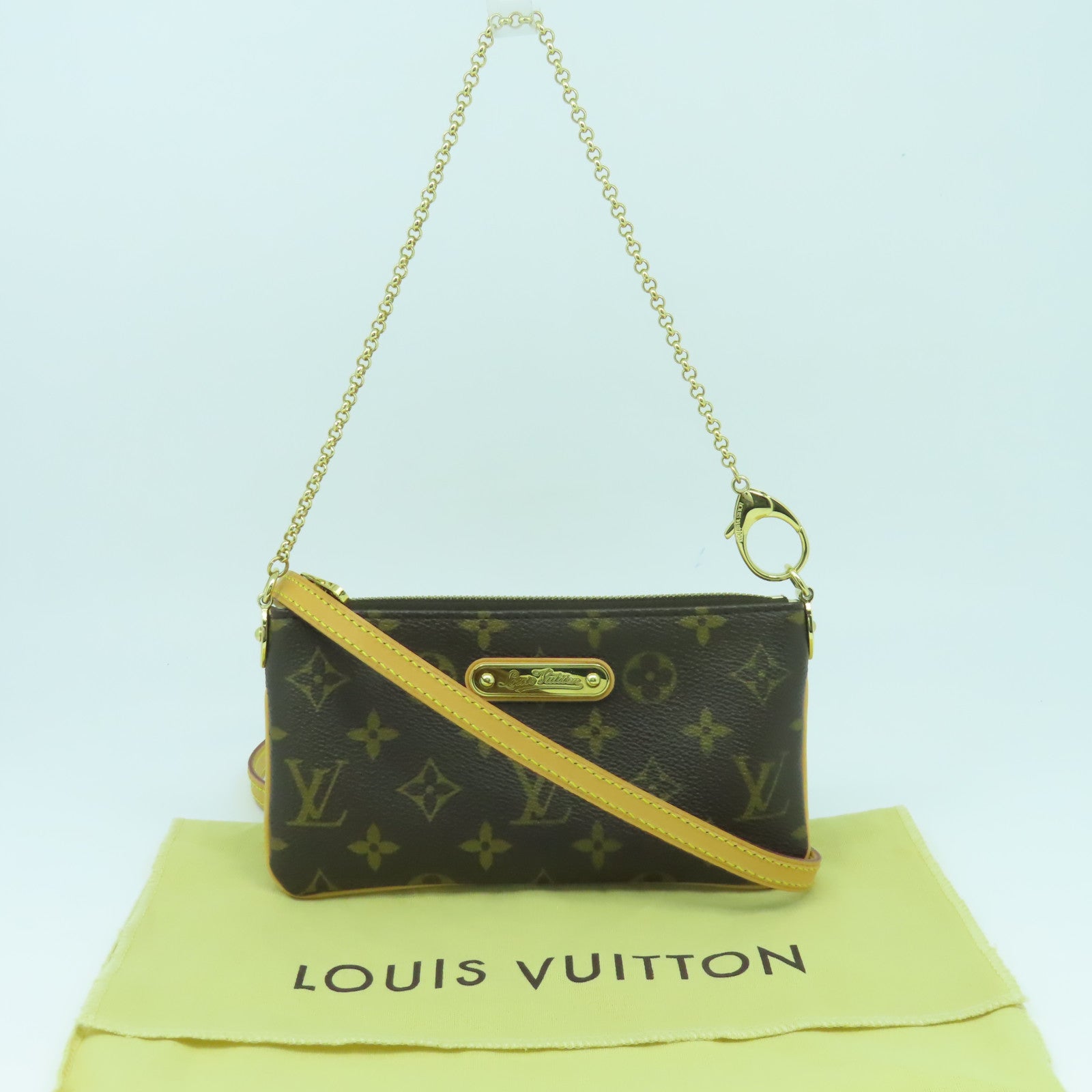 LOUIS VUITTON Monogram Pochette Milla金扣手挽肩背兩用袋啡色