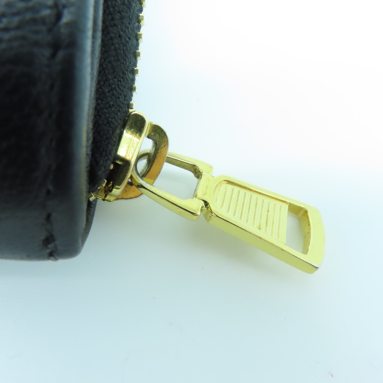 SAINT LAURENT Calfskin Leather Wallet Gold Buckle Wallet Black