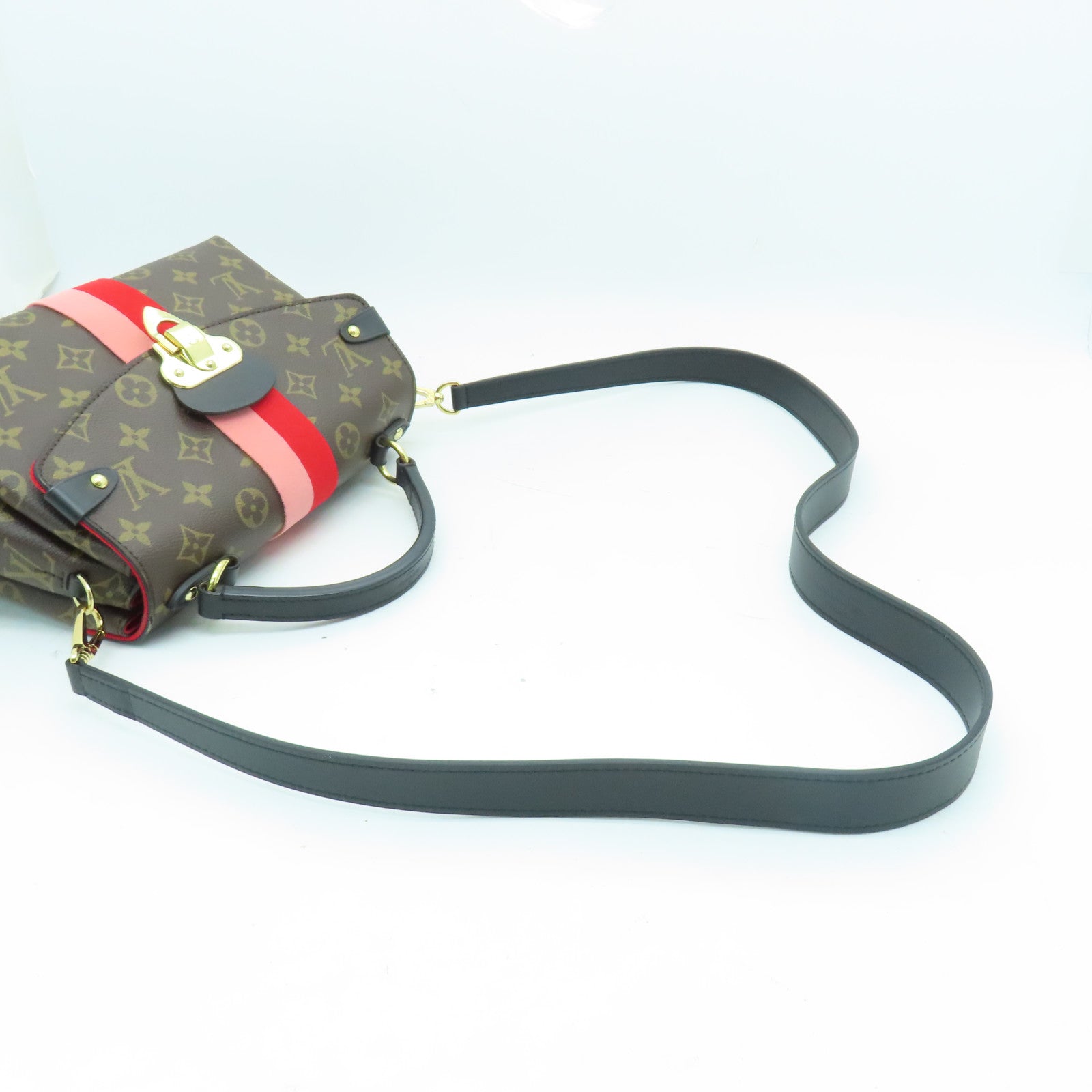 LOUIS VUITTON Monogram Georges BB金扣手挽肩背兩用袋棕色/紅色/粉紅色