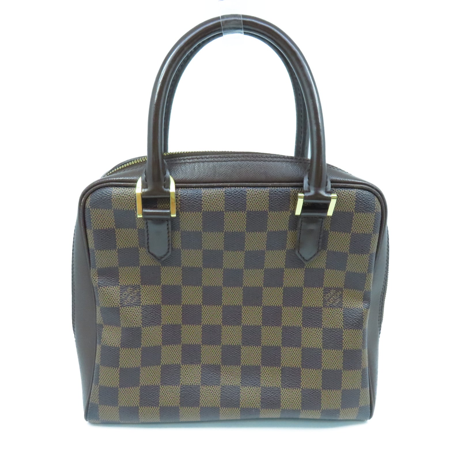 LOUIS VUITTON Damier Brera gold buckle handle bag brown