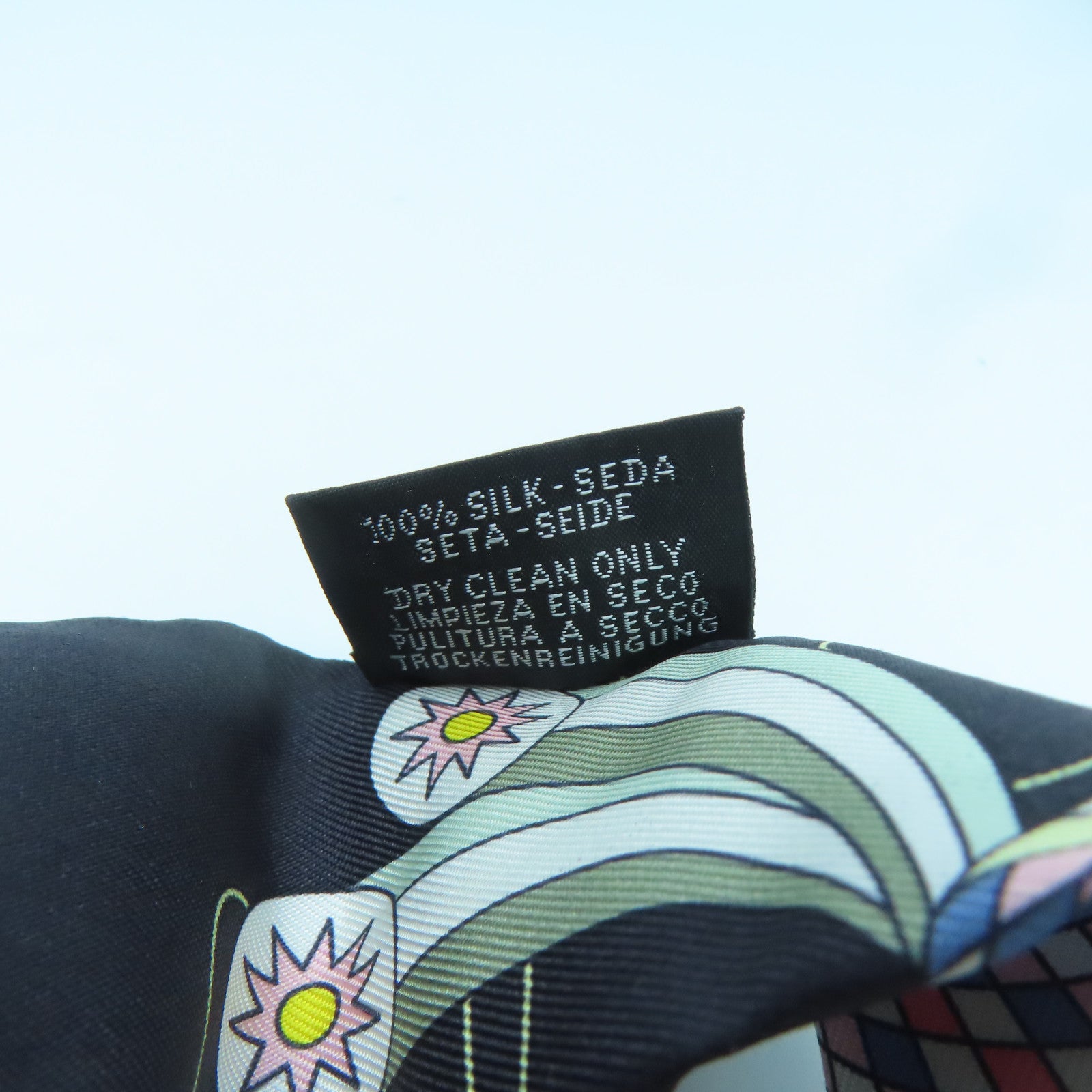 HERMES 絲質Twilly絲巾黑色/彩色