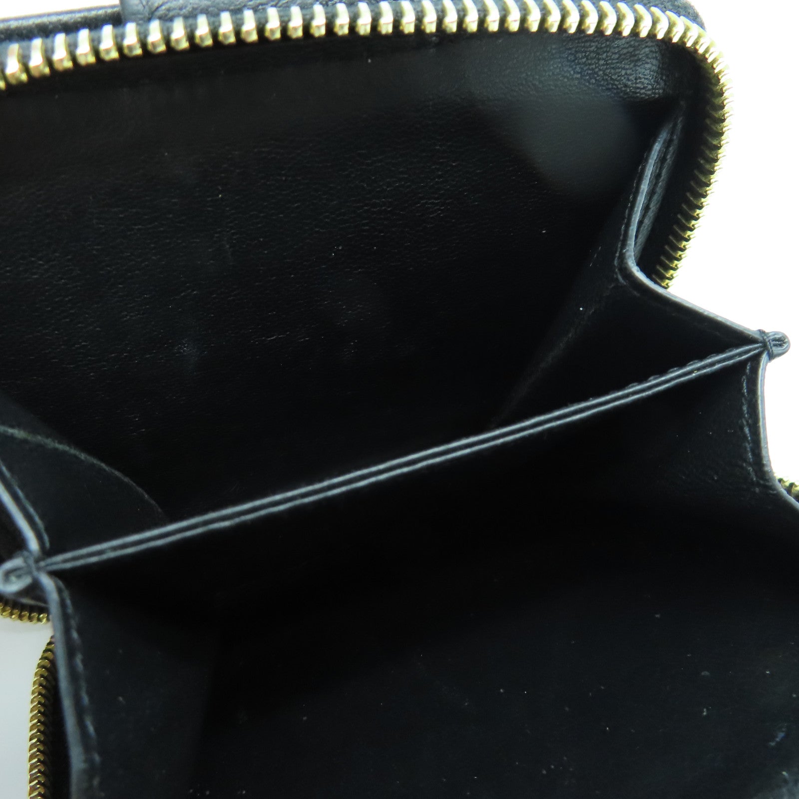 SAINT LAURENT Calfskin Leather Wallet Gold Buckle Wallet Black