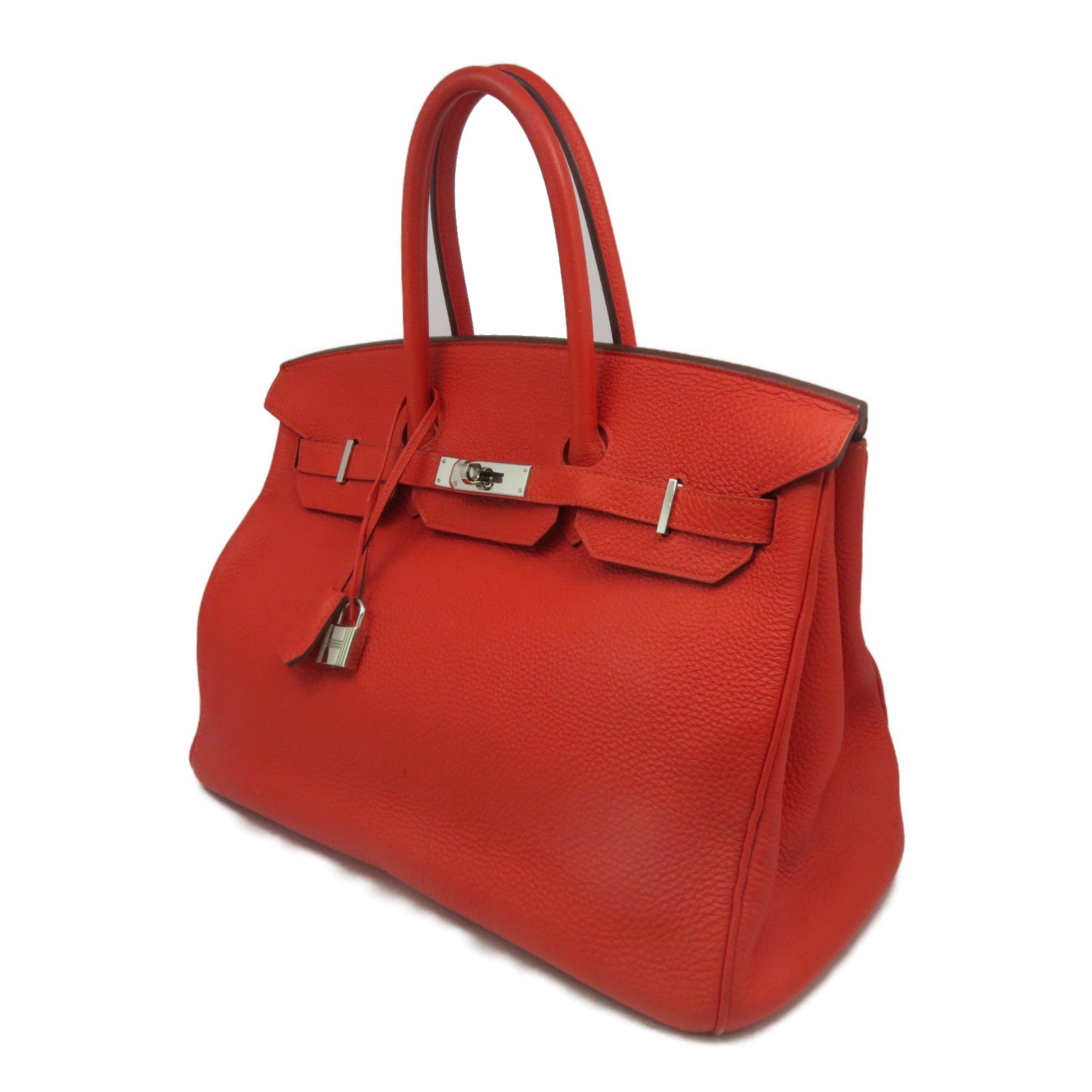 HERMES 【激減優惠】Togo皮革Birkin 35銀扣手挽袋紅色/Geranium