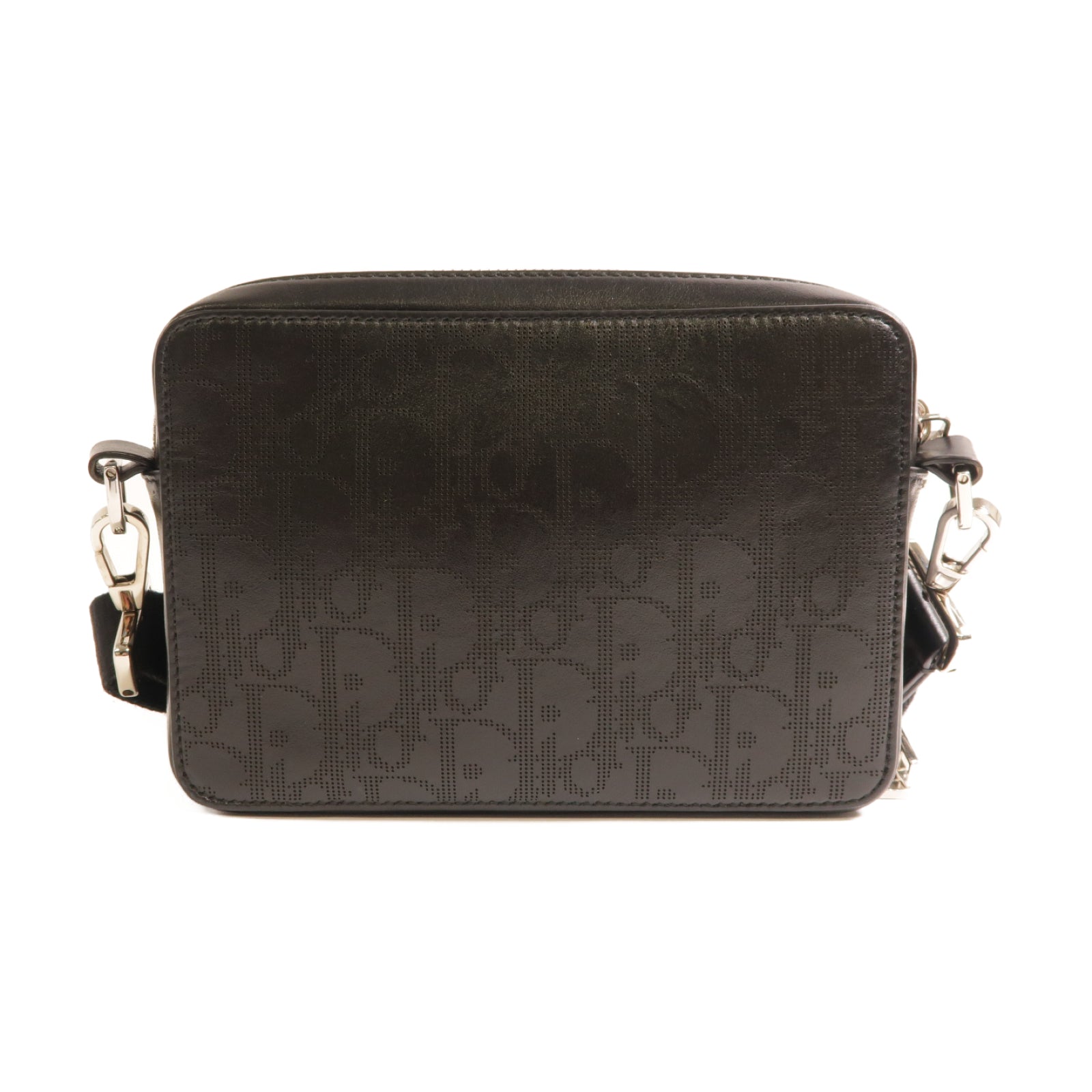 Dior 牛皮皮革Wallet Pouch With Strap銀扣肩背袋黑色