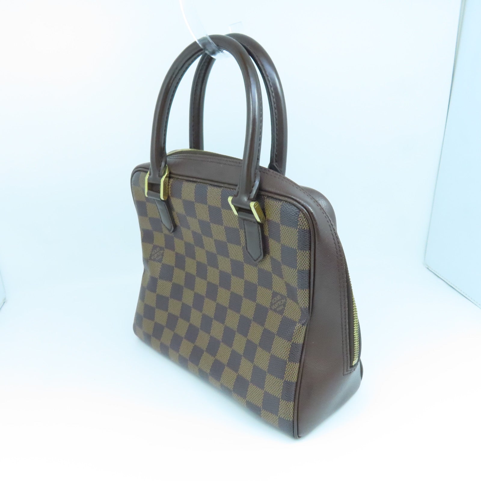 LOUIS VUITTON Damier Brera gold buckle handle bag brown