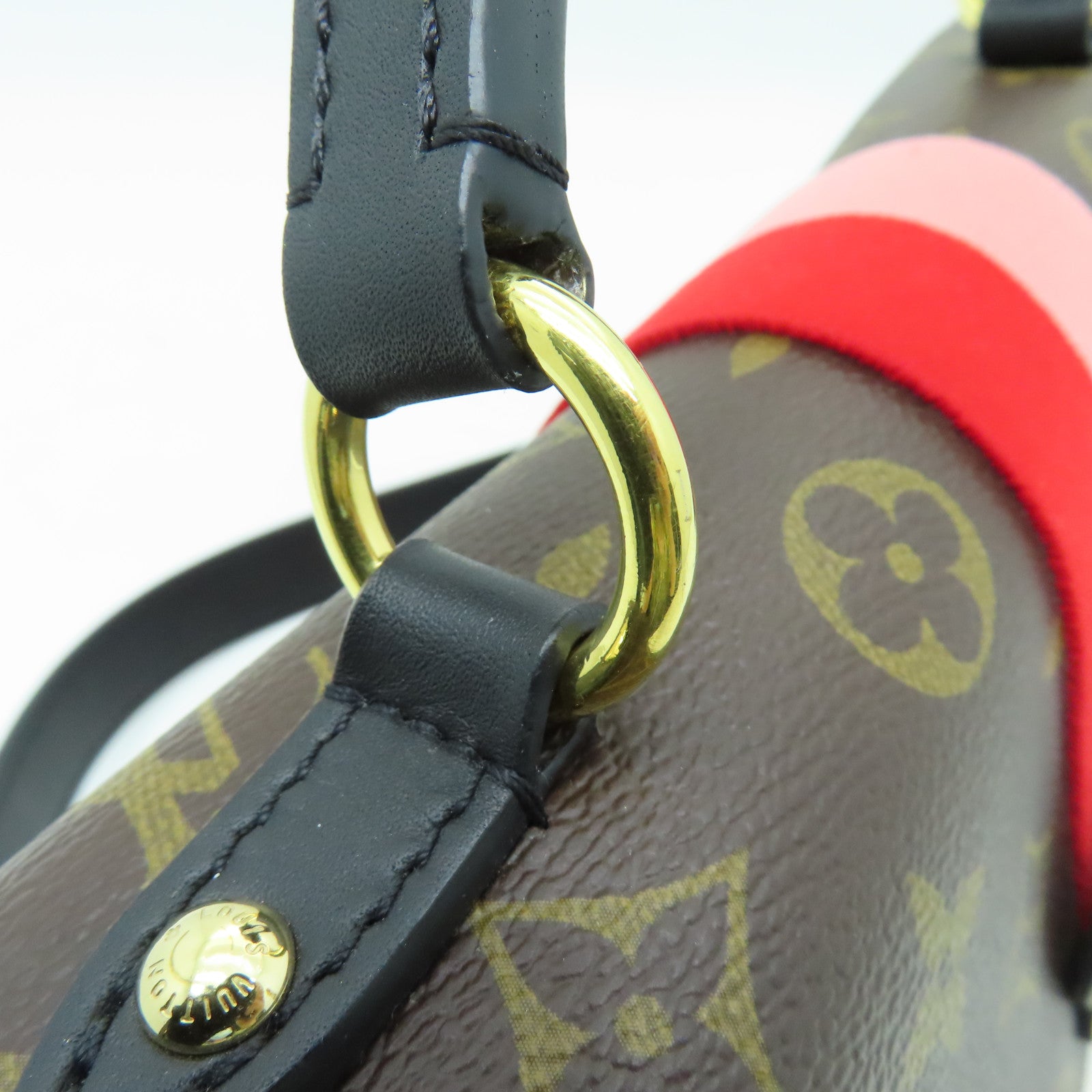 LOUIS VUITTON Monogram Georges BB金扣手挽肩背兩用袋棕色/紅色/粉紅色