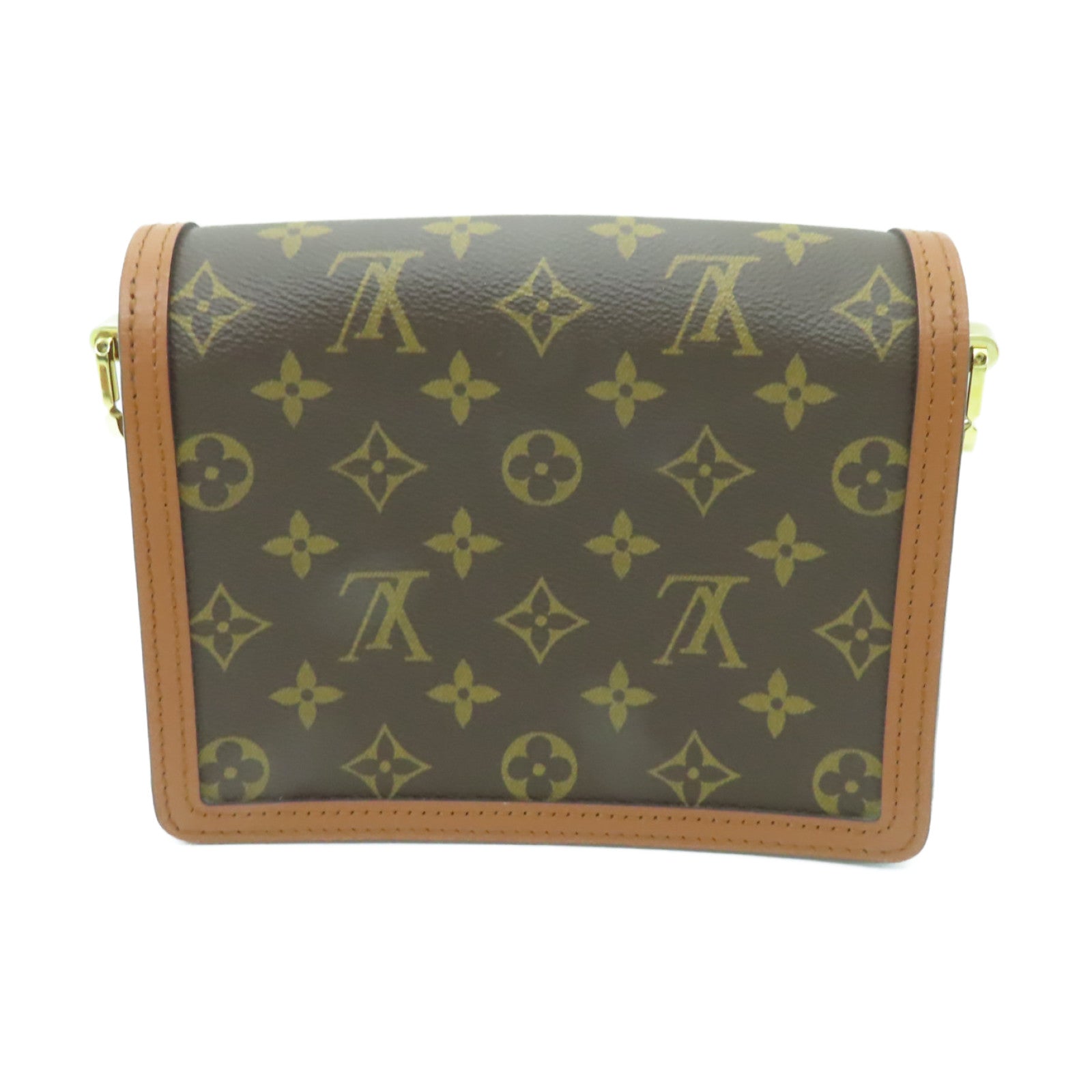 LOUIS VUITTON Monogram Reverse Mini Dauphine金扣肩背袋棕色