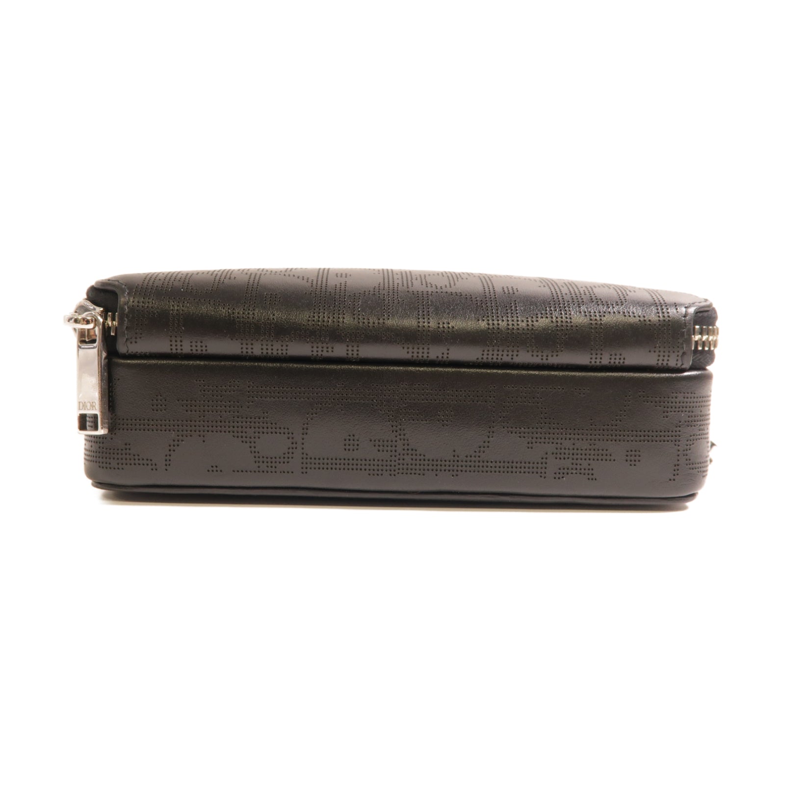 Dior 牛皮皮革Wallet Pouch With Strap銀扣肩背袋黑色