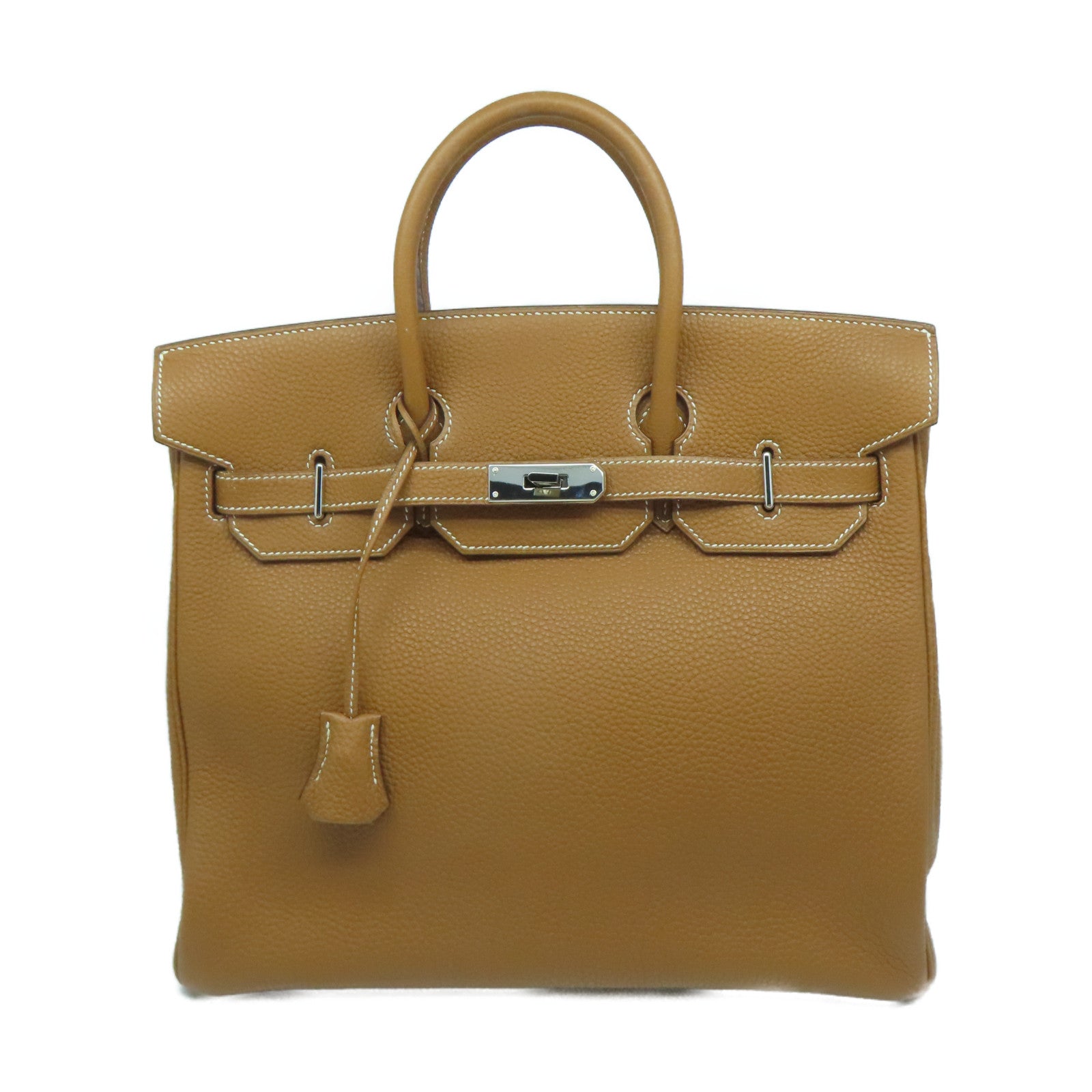 HERMES Togo皮革Haut a Courroies 32銀扣手挽袋啡色