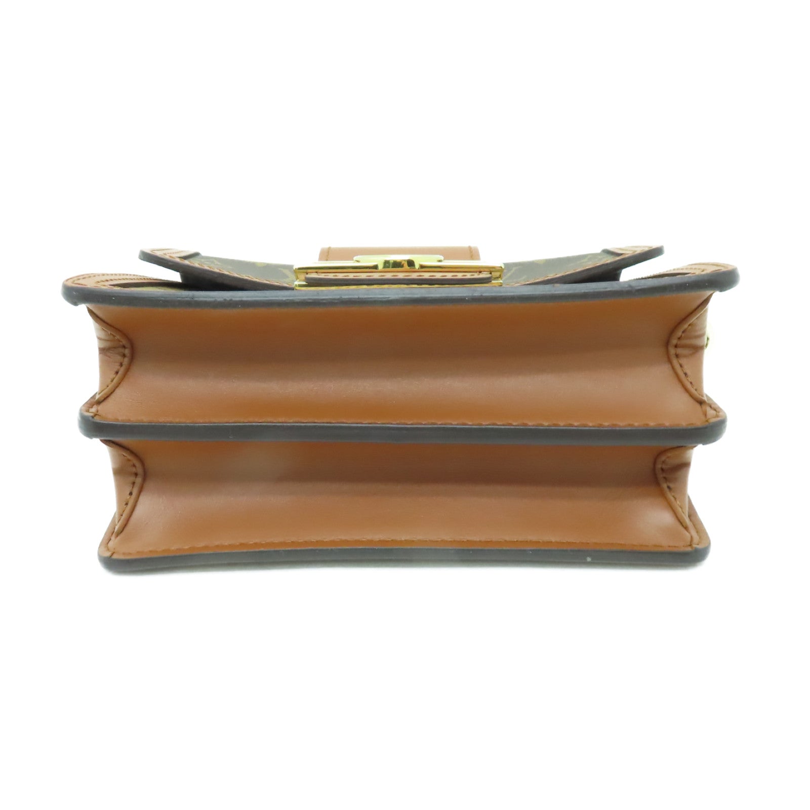 LOUIS VUITTON Monogram Reverse Mini Dauphine金扣肩背袋棕色