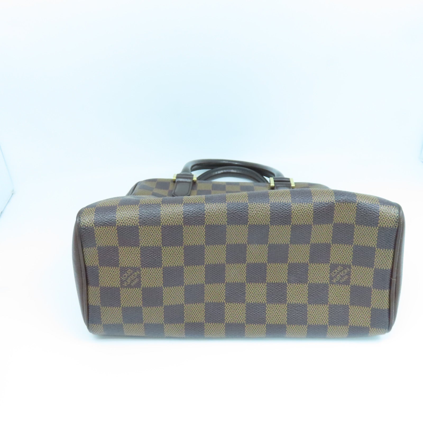 LOUIS VUITTON Damier Brera gold buckle handle bag brown