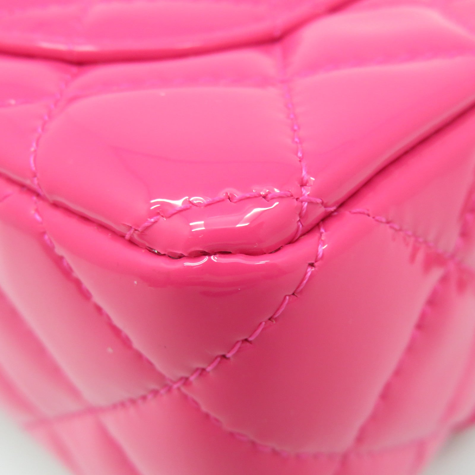 CHANEL 菱格漆皮皮革Chain Shoulder Bag金扣鏈帶肩背袋粉紅色