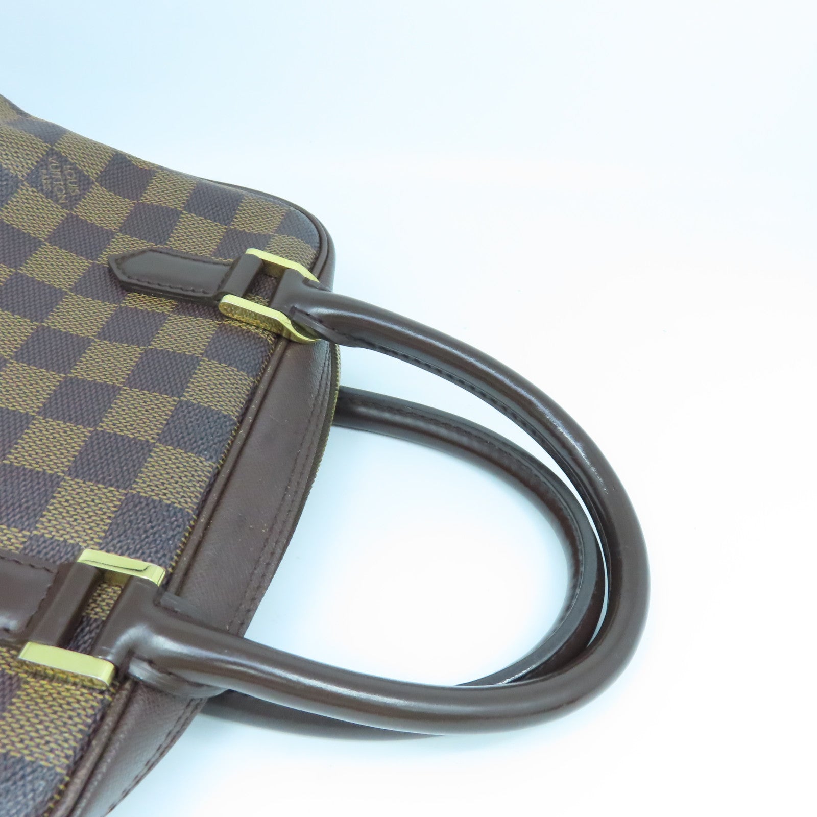 LOUIS VUITTON Damier Brera gold buckle handle bag brown