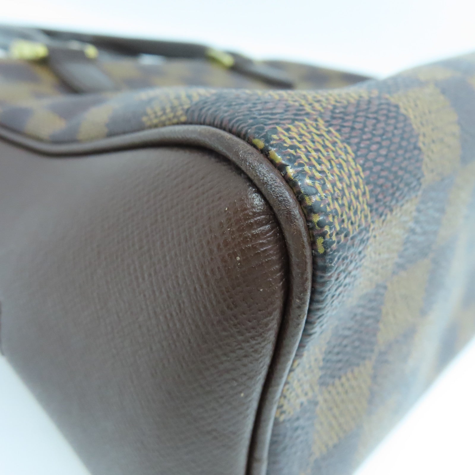 LOUIS VUITTON Damier Brera gold buckle handle bag brown
