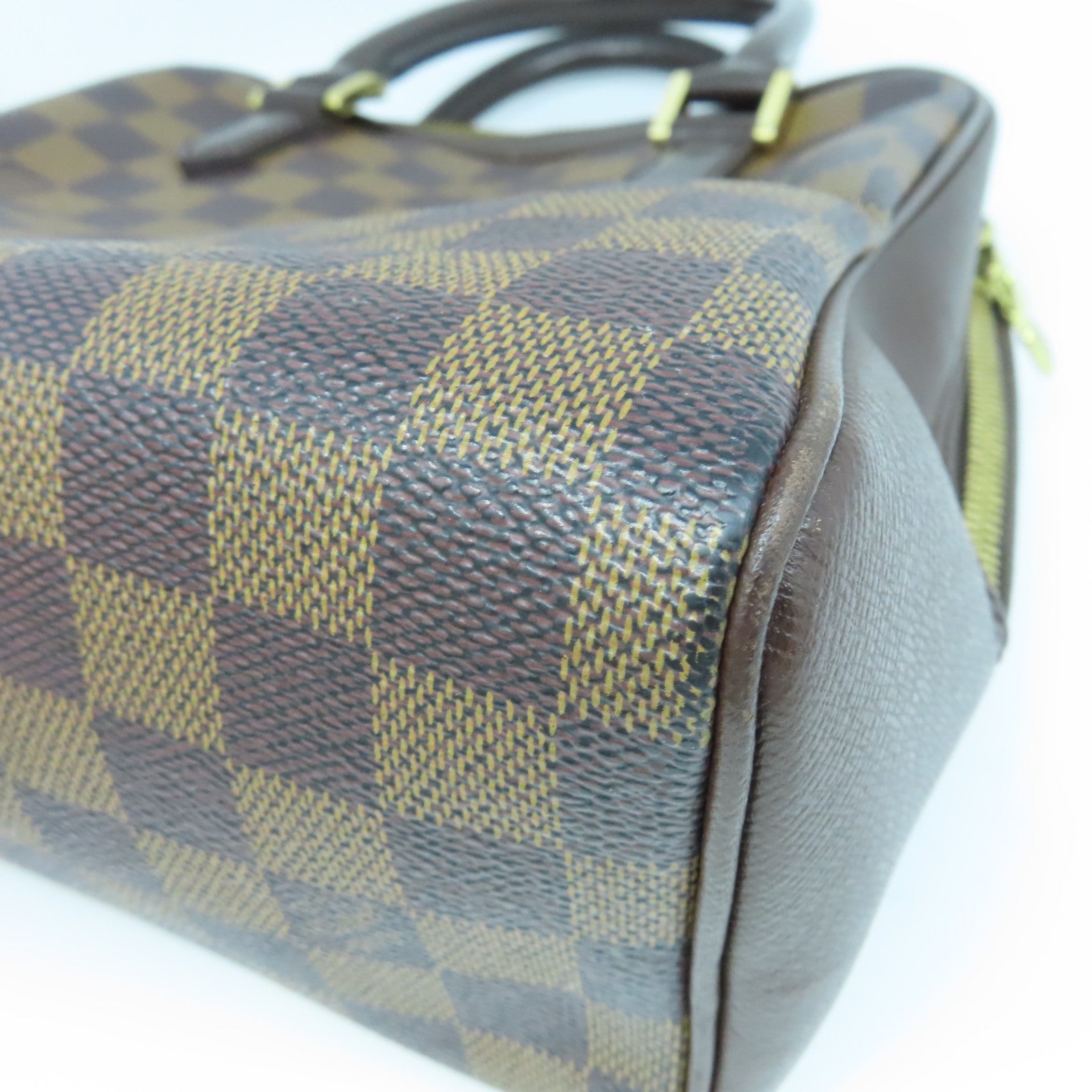 LOUIS VUITTON Damier Brera gold buckle handle bag brown