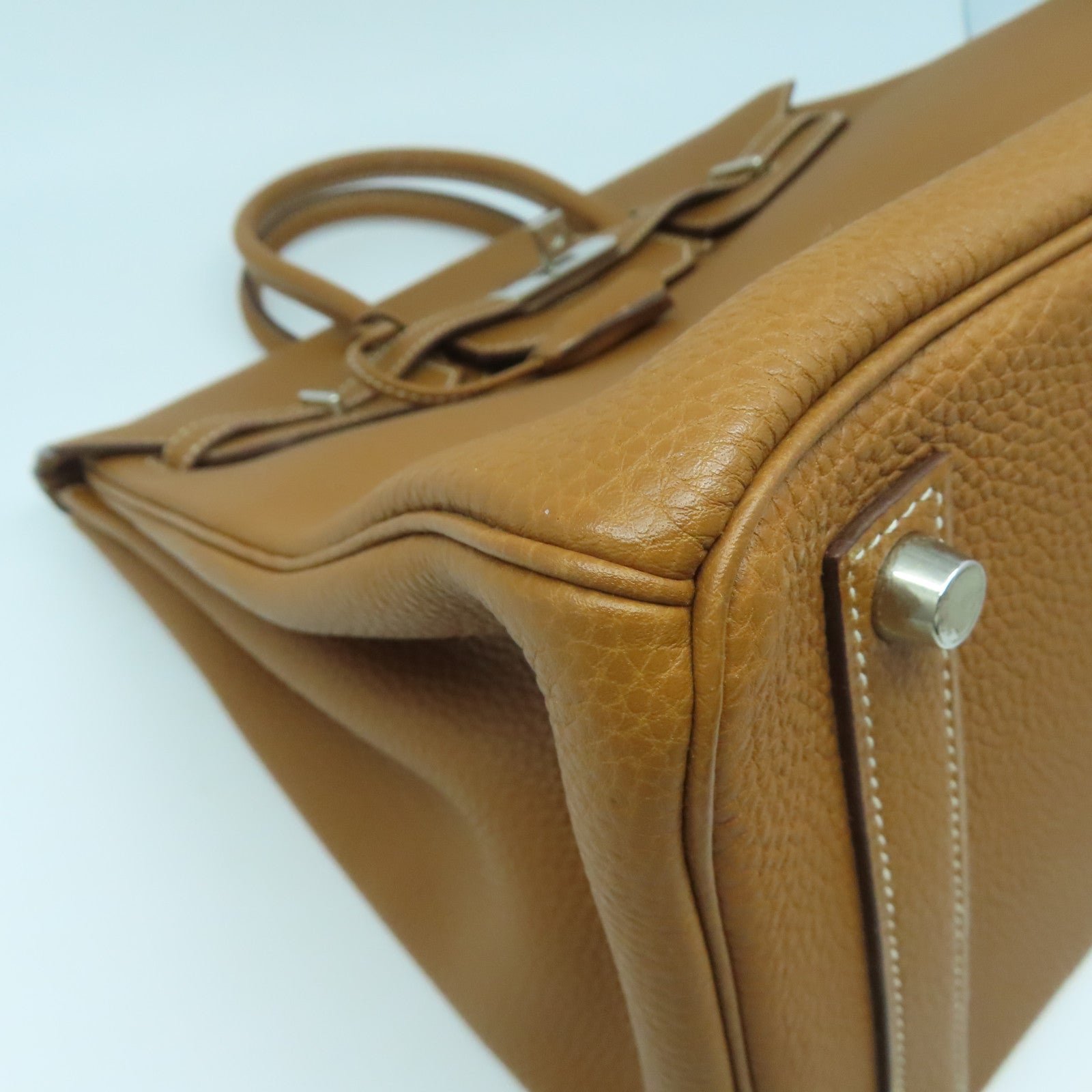 HERMES Togo皮革Haut a Courroies 32銀扣手挽袋啡色
