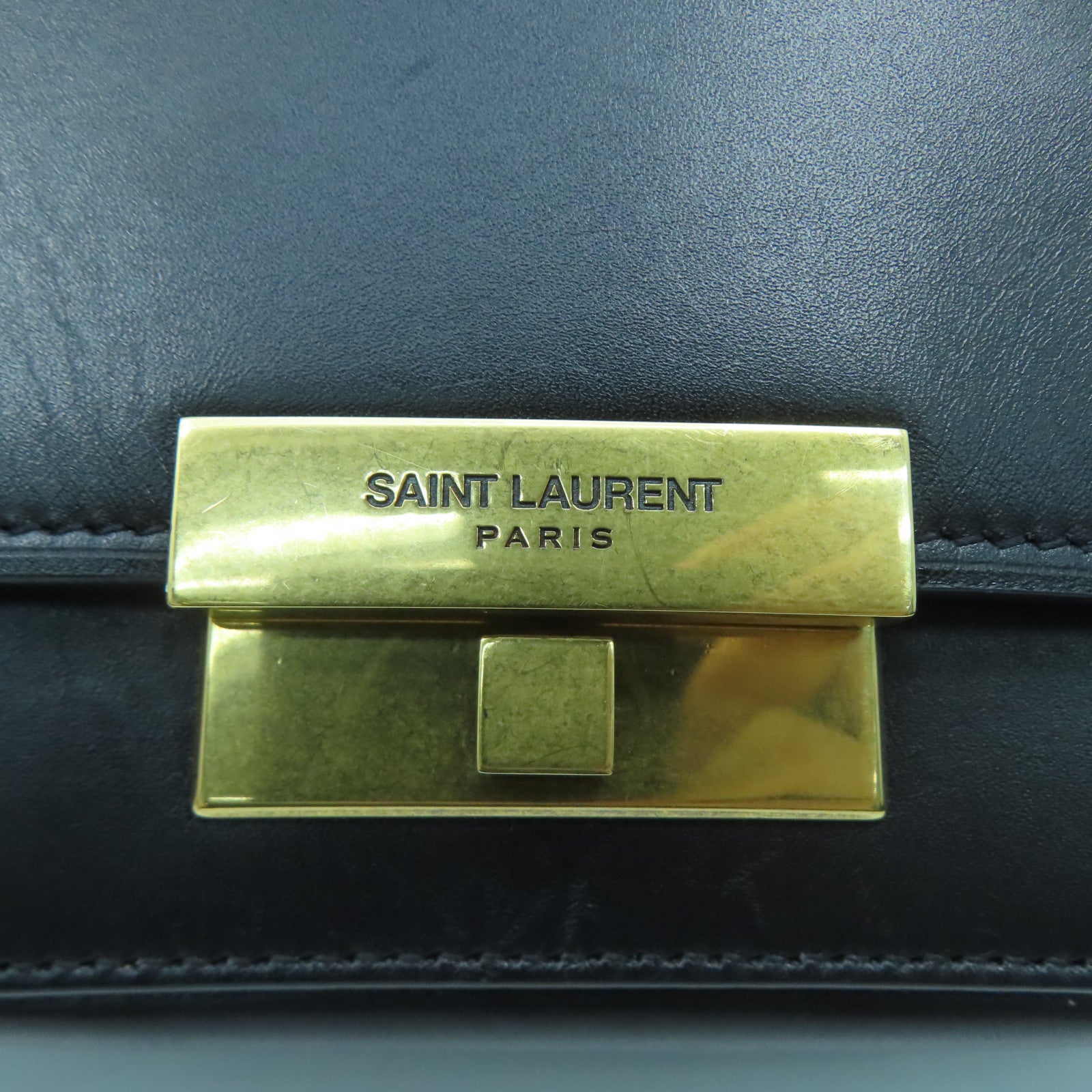 YVES SAINT LAURENT 【激減優惠】牛皮皮革Betty金扣肩背袋黑色