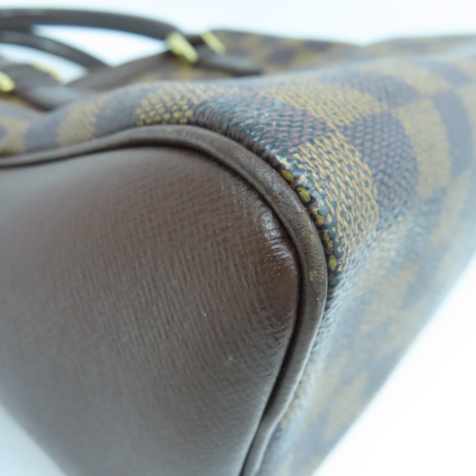 LOUIS VUITTON Damier Brera gold buckle handle bag brown