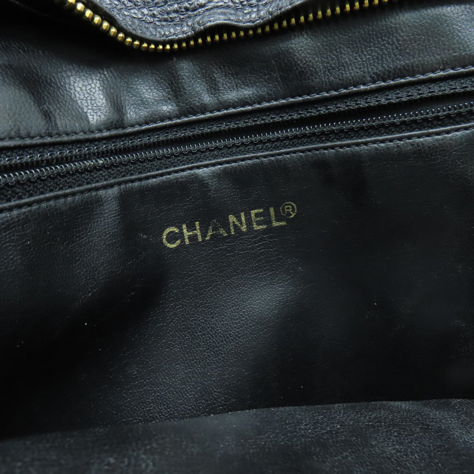CHANEL cowhide leather Shoulder Bag gold buckle shoulder bag black