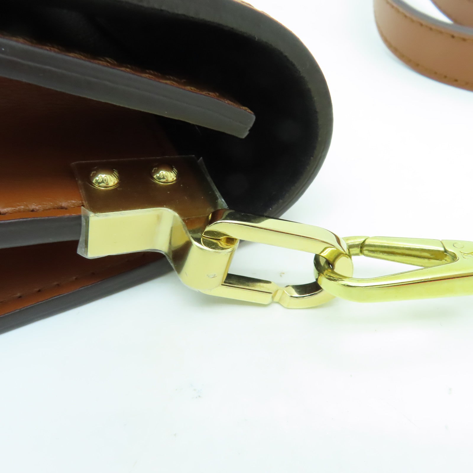 LOUIS VUITTON Monogram Reverse Mini Dauphine金扣肩背袋棕色