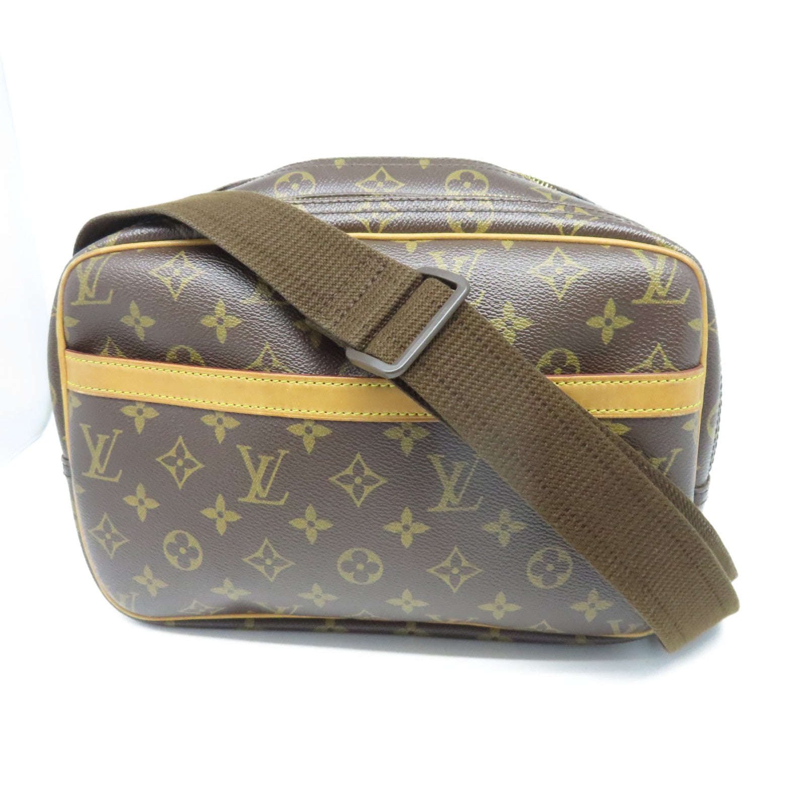 LOUIS VUITTON Monogram Reporter金扣肩背袋棕色