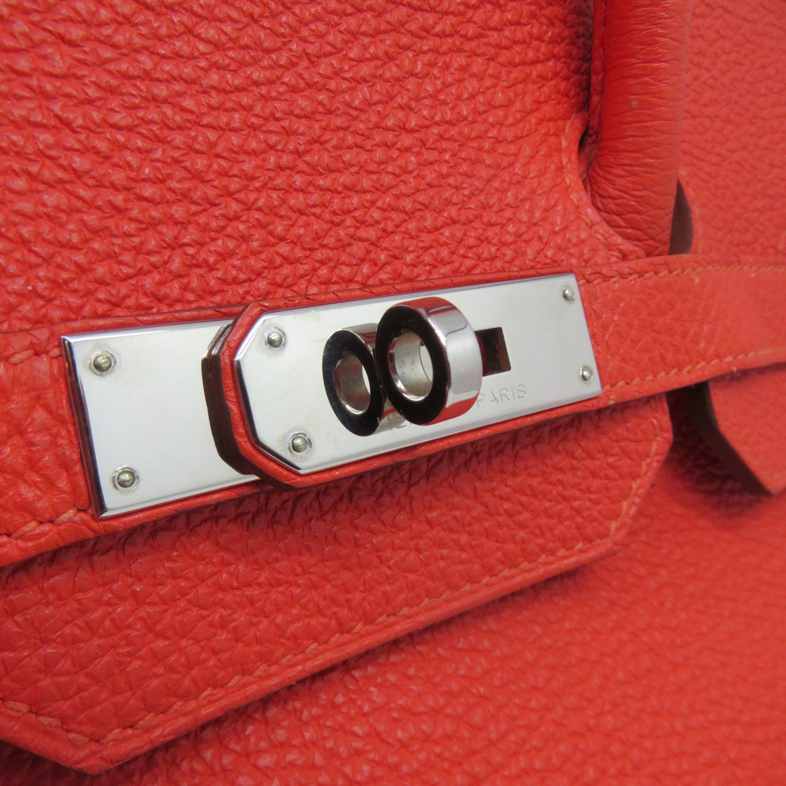 HERMES 【激減優惠】Togo皮革Birkin 35銀扣手挽袋紅色/Geranium