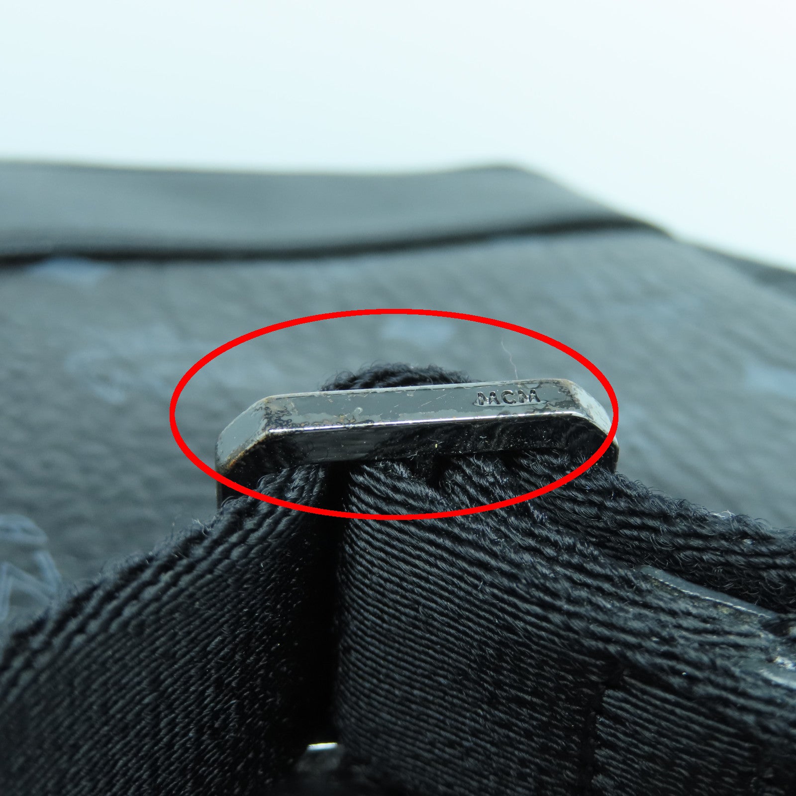 MCM 牛皮皮革Backpack背包黑色/灰色