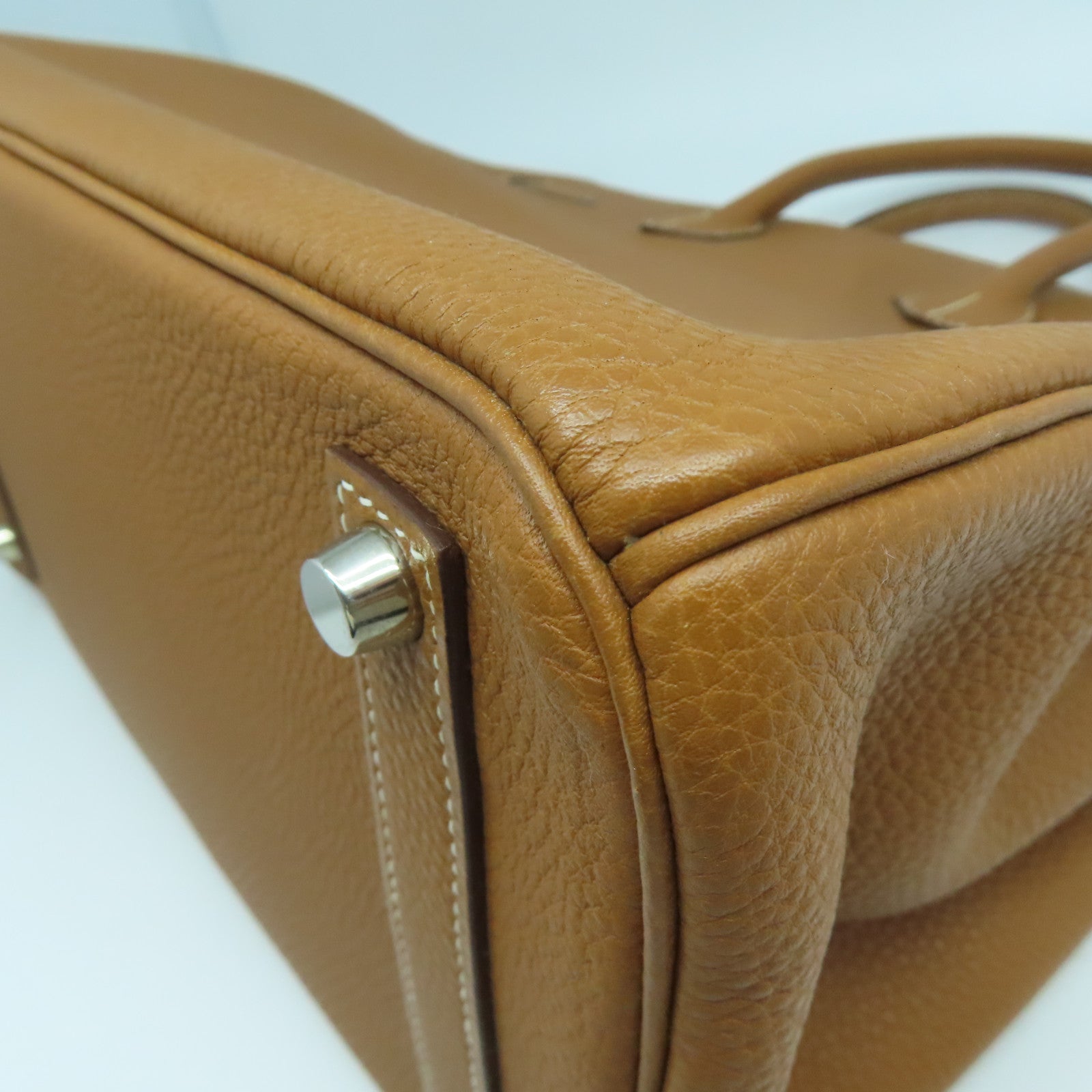 HERMES Togo皮革Haut a Courroies 32銀扣手挽袋啡色